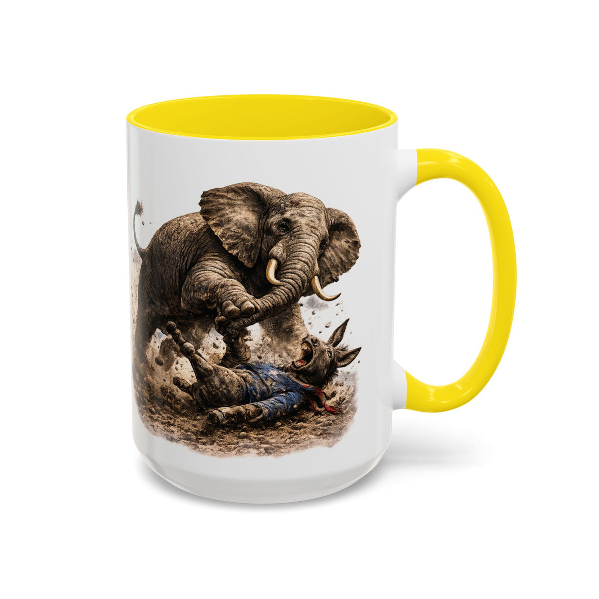 Elephant Charge Accent Coffee Mug — Dramatic Wildlife Illustration (11/15oz)