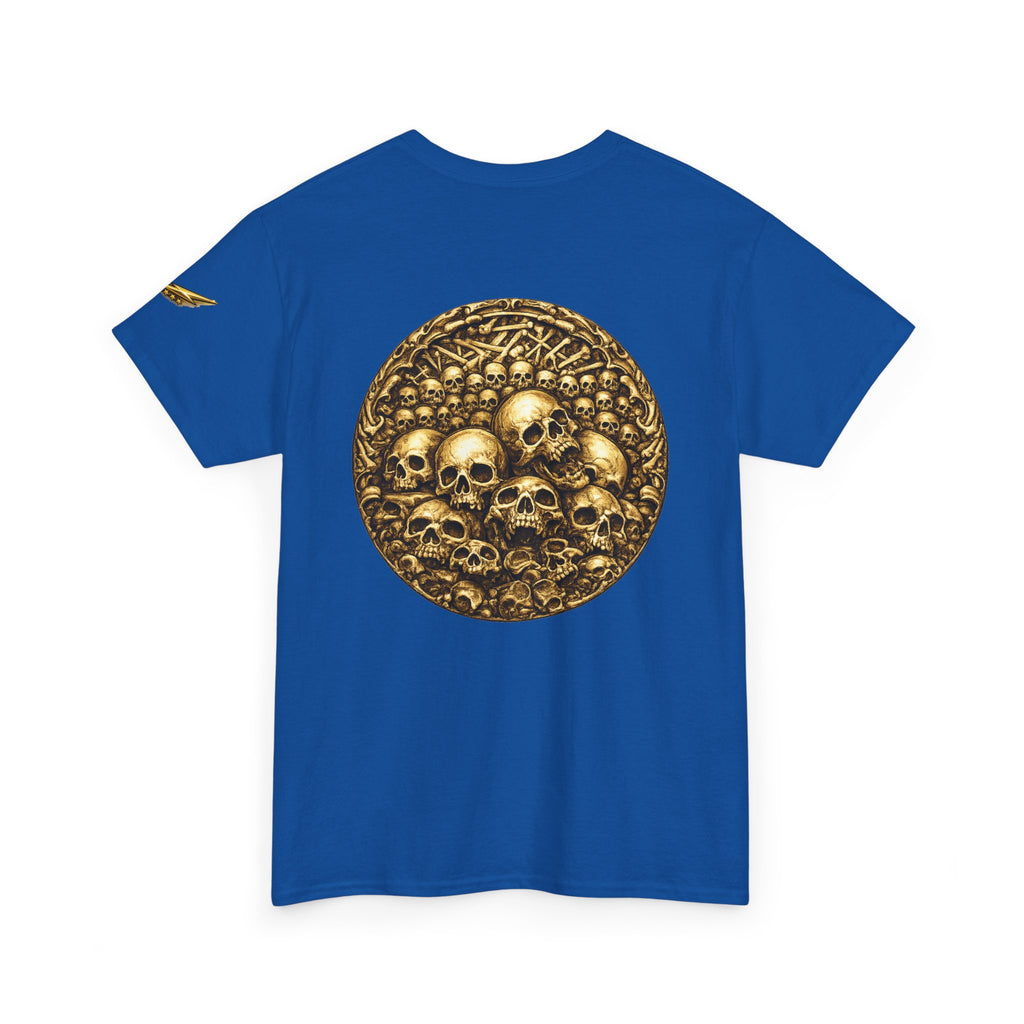 Skull Pile Graphic Tee — Vintage Gold Skull Circle Back Print