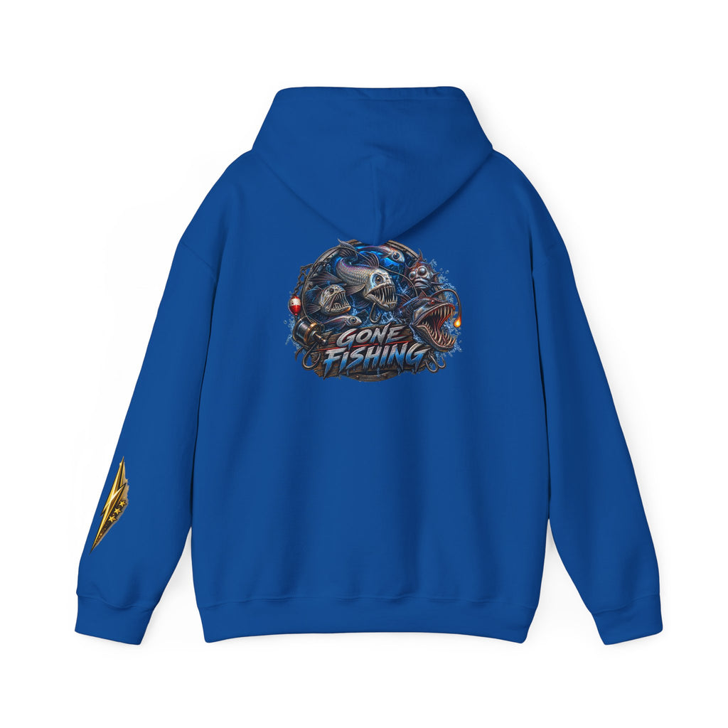 Fishing Skull Hoodie — "Gone Fishing" Graphic Pullover for Anglers