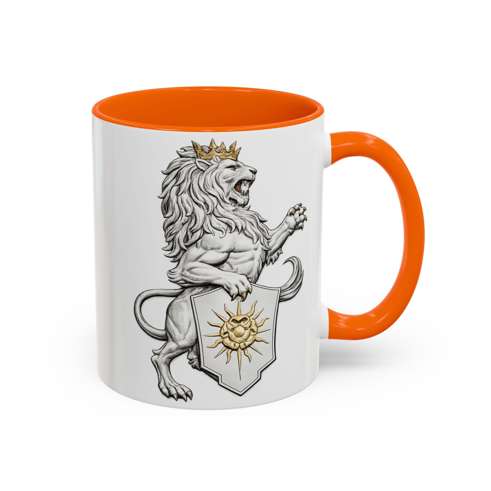 Royal Lion Crest Coffee Mug — Heraldic Crowned Lion Design (11/15oz)
