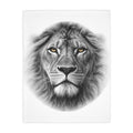 Lion Portrait Microfiber Blanket — Realistic Black & White Lion Face Throw