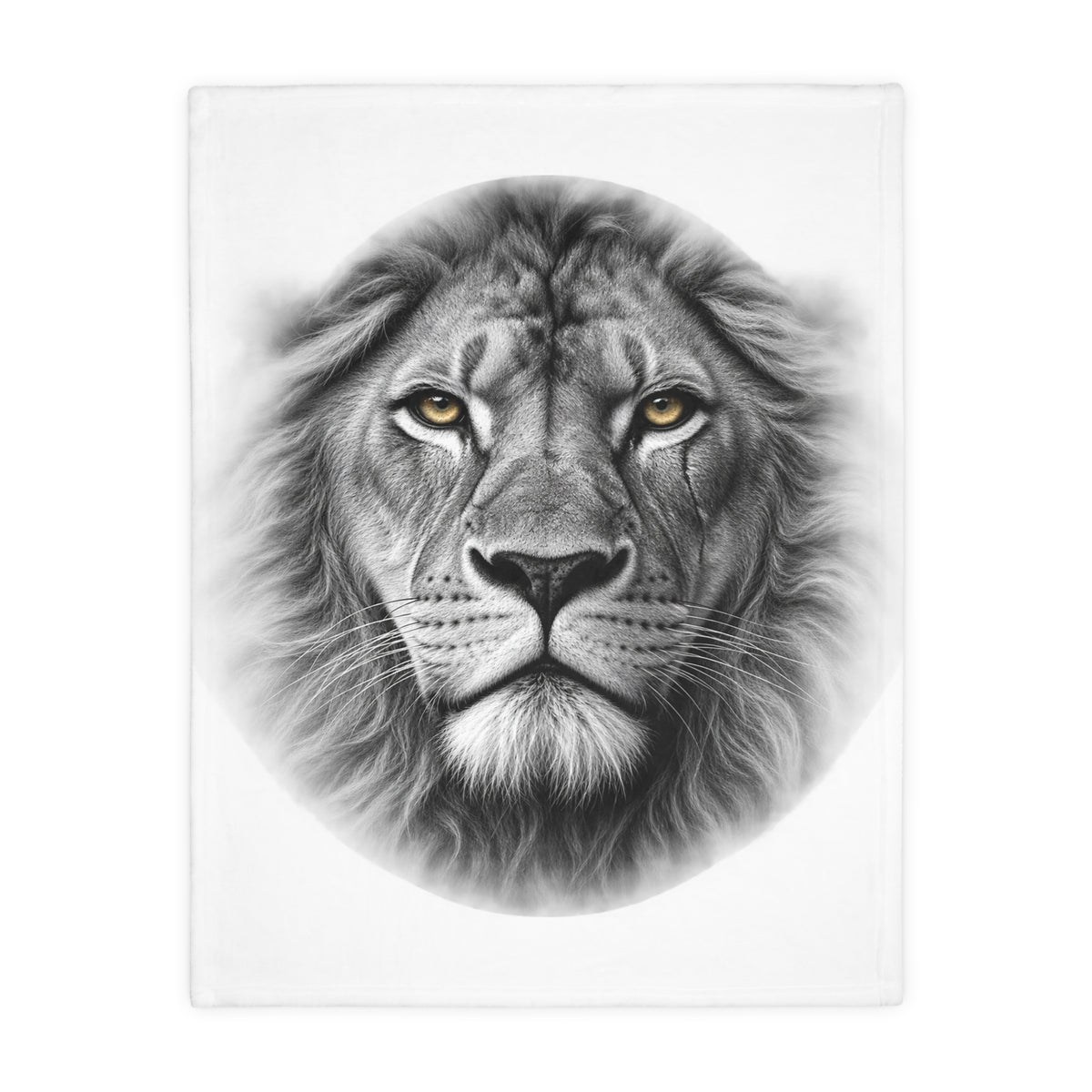 Lion Portrait Microfiber Blanket — Realistic Black & White Lion Face Throw