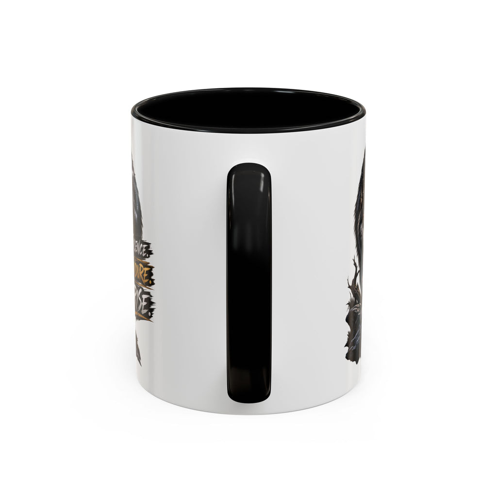 Wolf Graphic Coffee Mug — "Silence Endure Rise" Accent Ceramic Mug (11/15oz)
