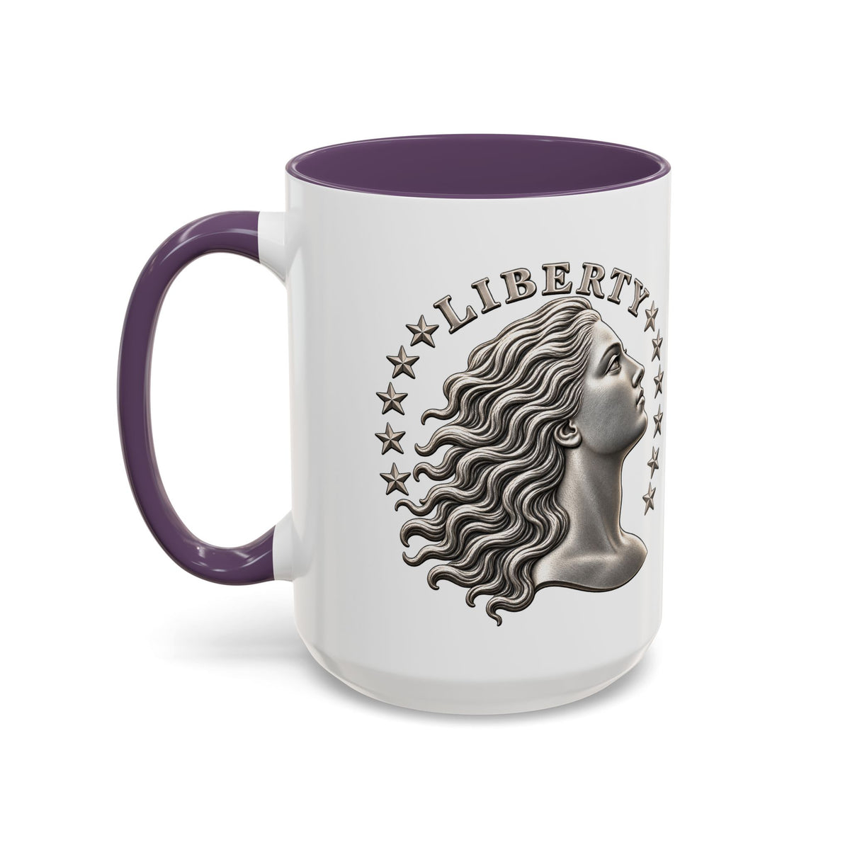 Liberty Coin Accent Coffee Mug — Vintage Lady Head Design (11/15 oz)