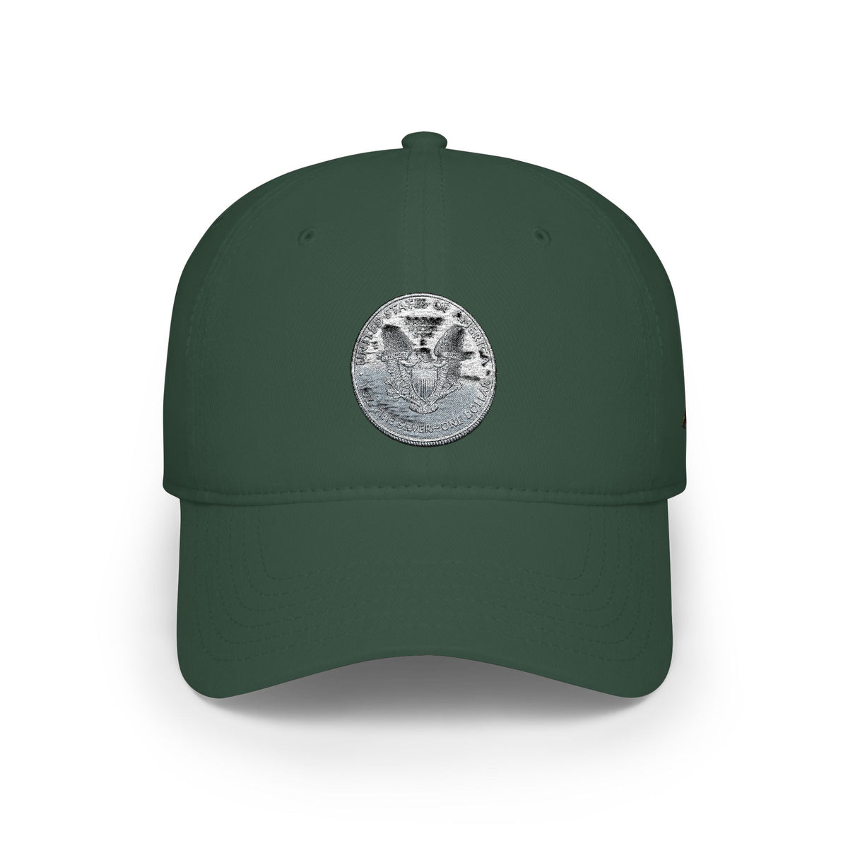 Low Profile Baseball Cap with Silver Coin Patch — Vintage Coin Dad Hat, Casual Streetwear Cap