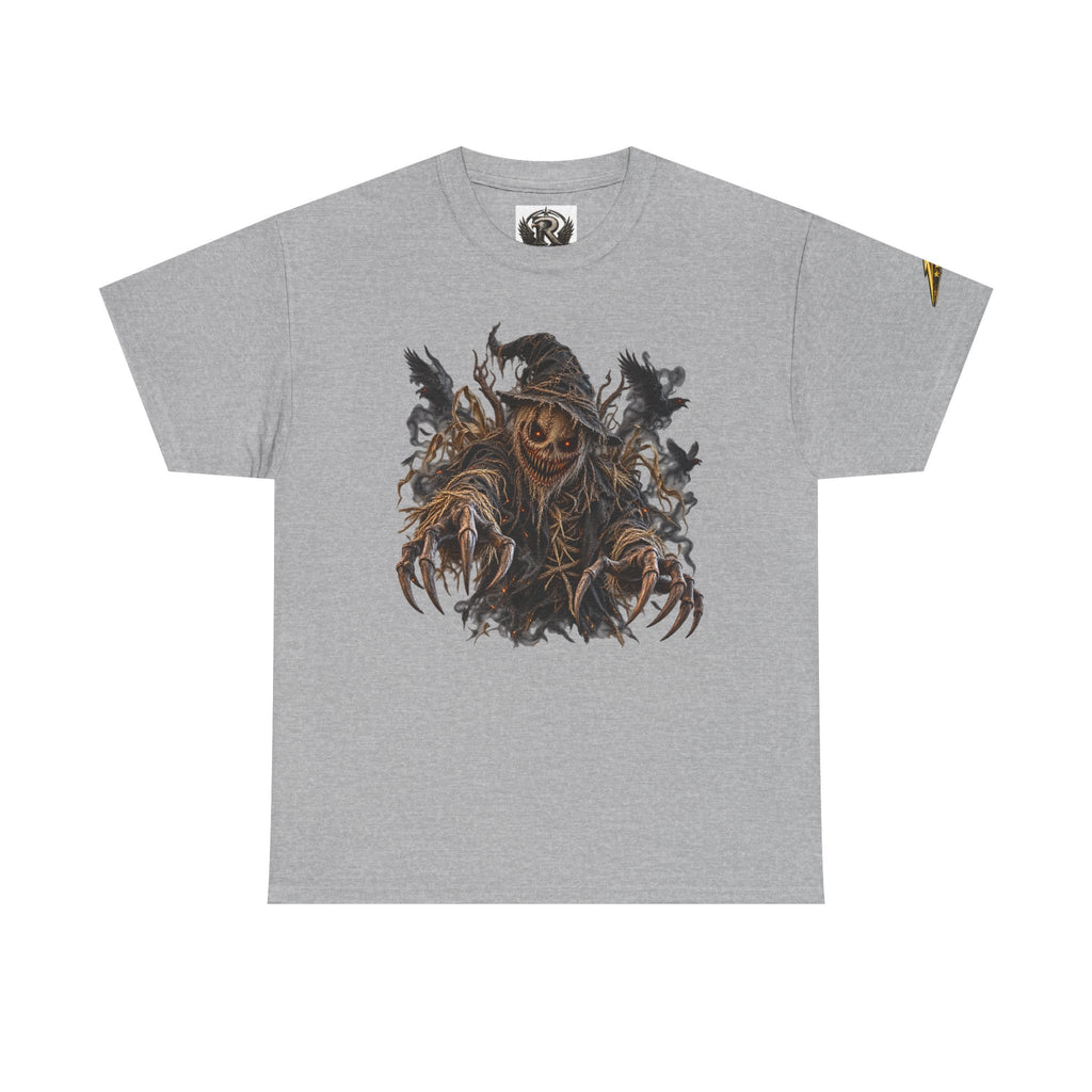 Scarecrow Reaper Graphic Tee — Spooky Halloween Horror Shirt