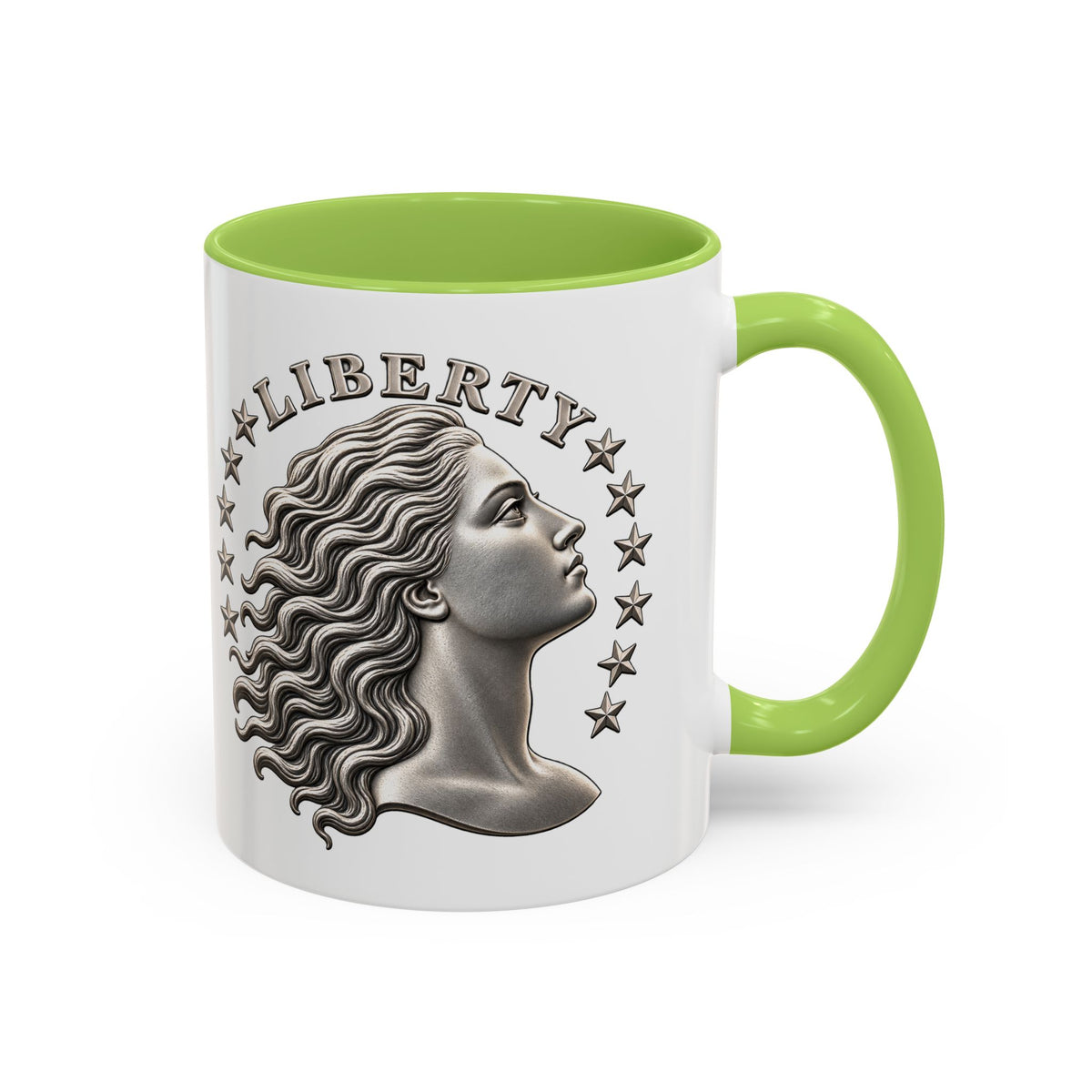 Liberty Coin Accent Coffee Mug — Vintage Lady Head Design (11/15 oz)