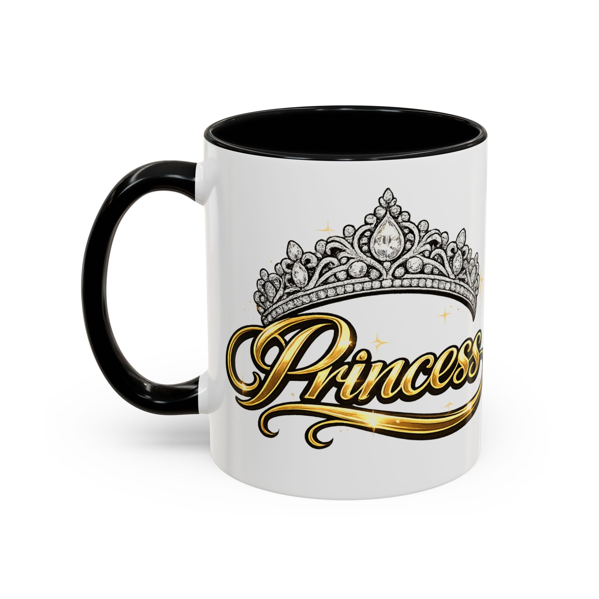 Princess Crown Accent Coffee Mug — Gold Script 11/15oz