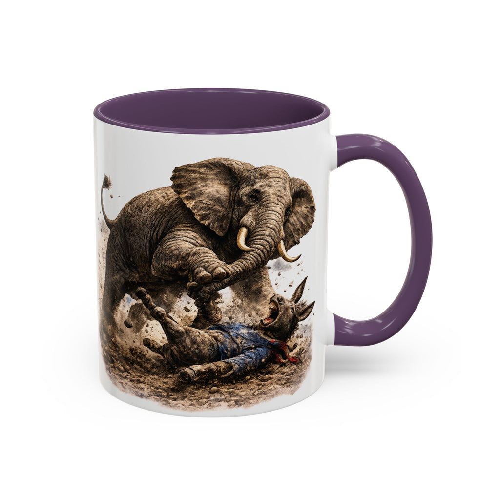 Elephant Charge Accent Coffee Mug — Dramatic Wildlife Illustration (11/15oz)