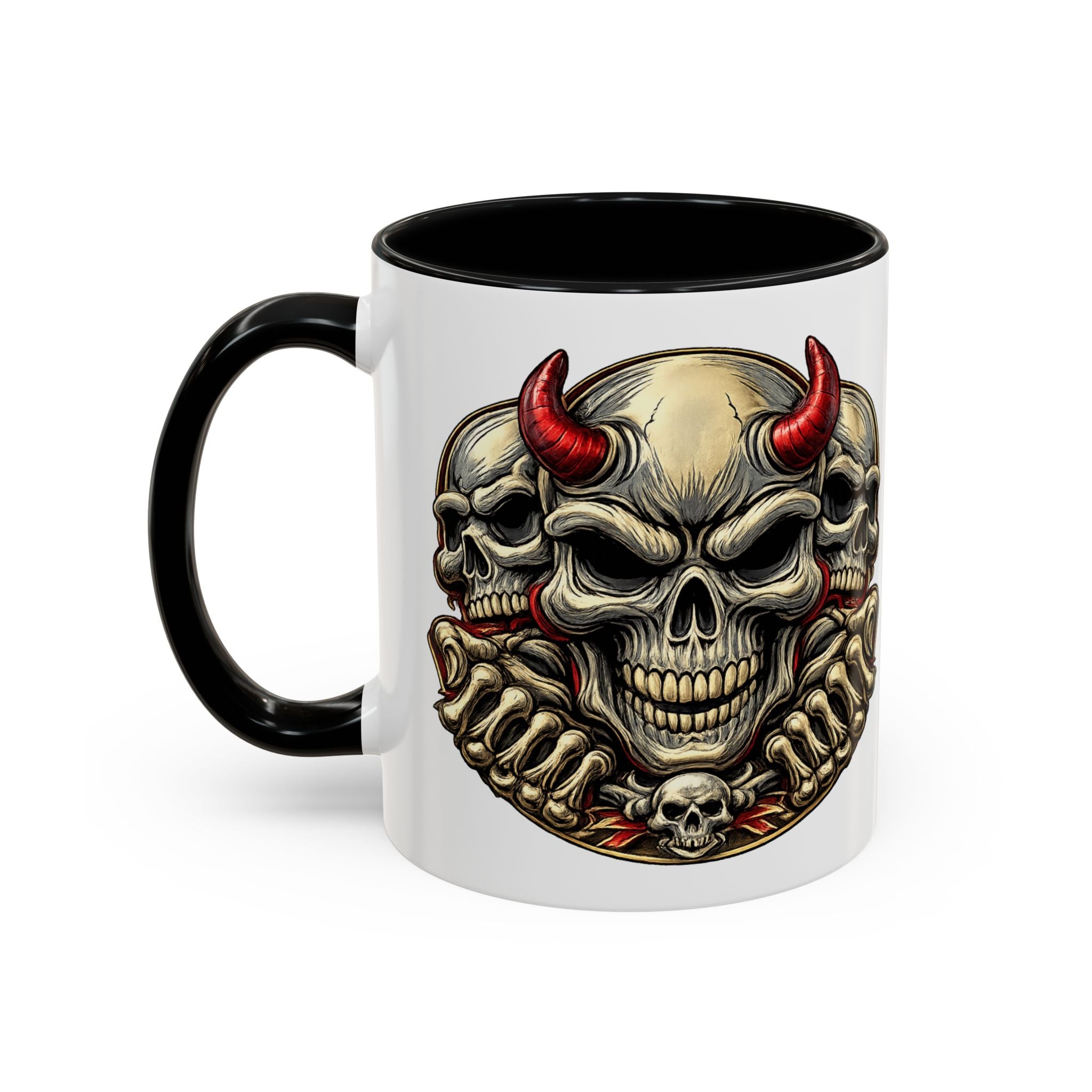 Devil Skull Accent Coffee Mug – Gothic Demon Skull Design (11/15 oz)