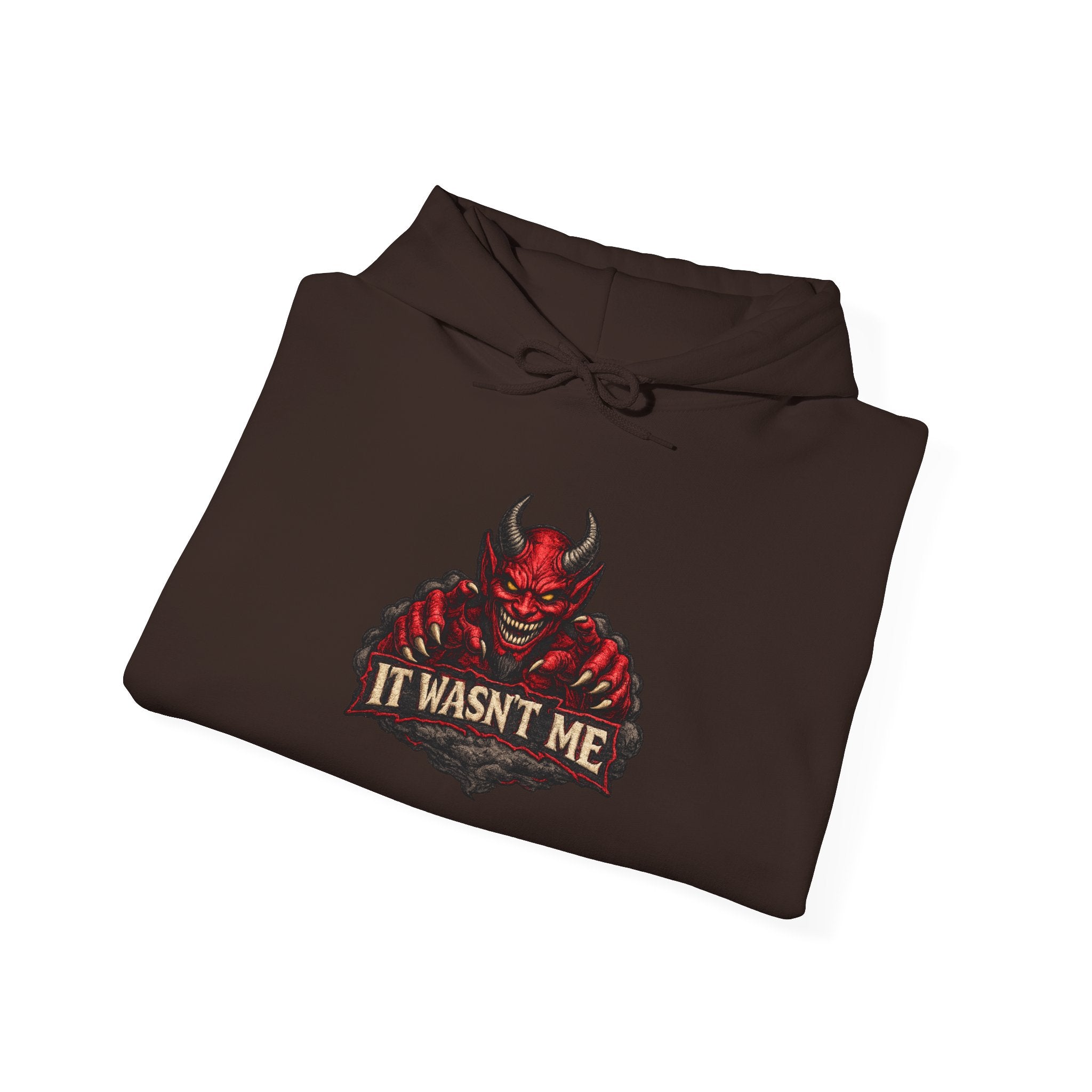 Devil Graphic Hoodie — "It Wasn't Me" Funny Devil Pullover
