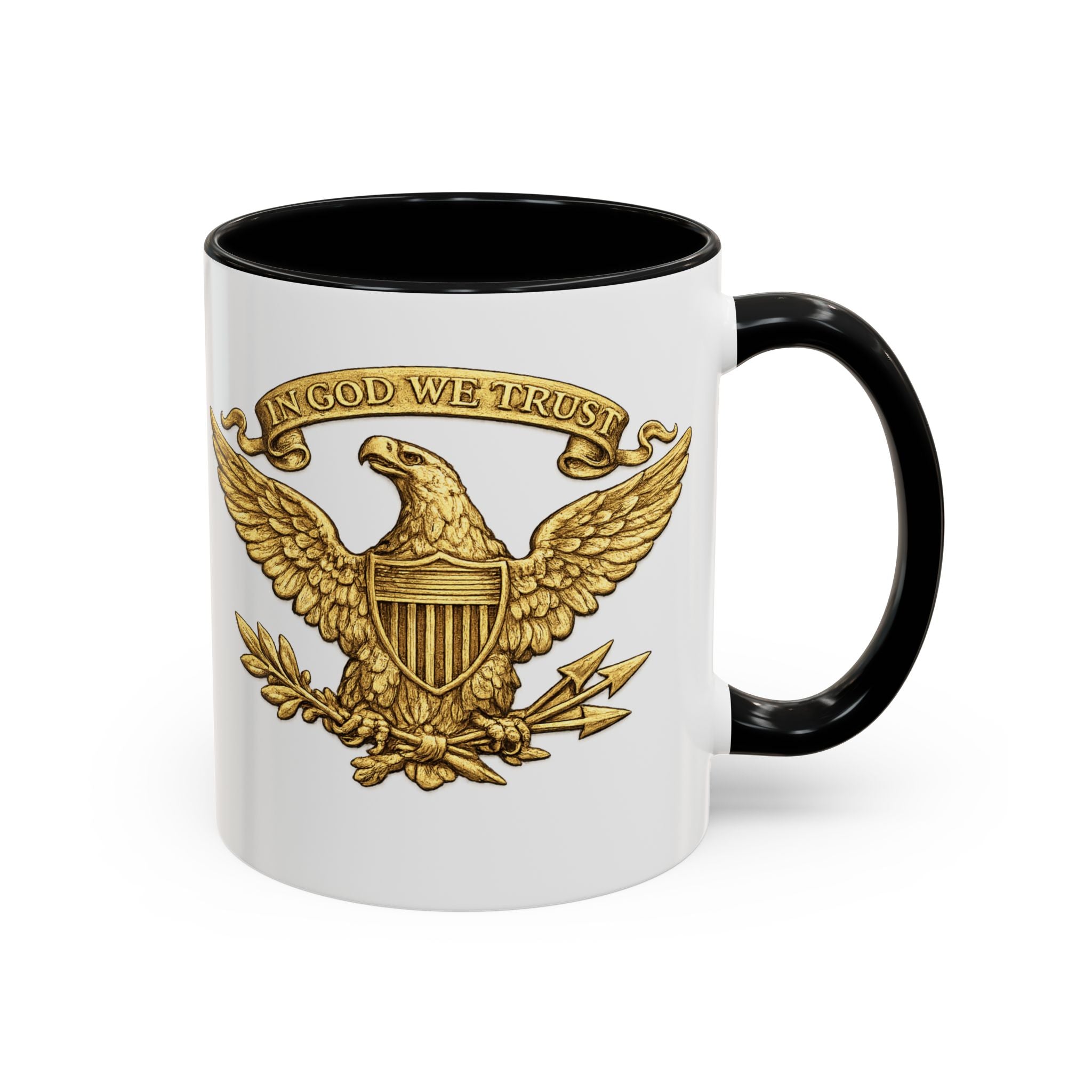 Gold Eagle 'In God We Trust' Accent Coffee Mug — Patriotic 11/15oz