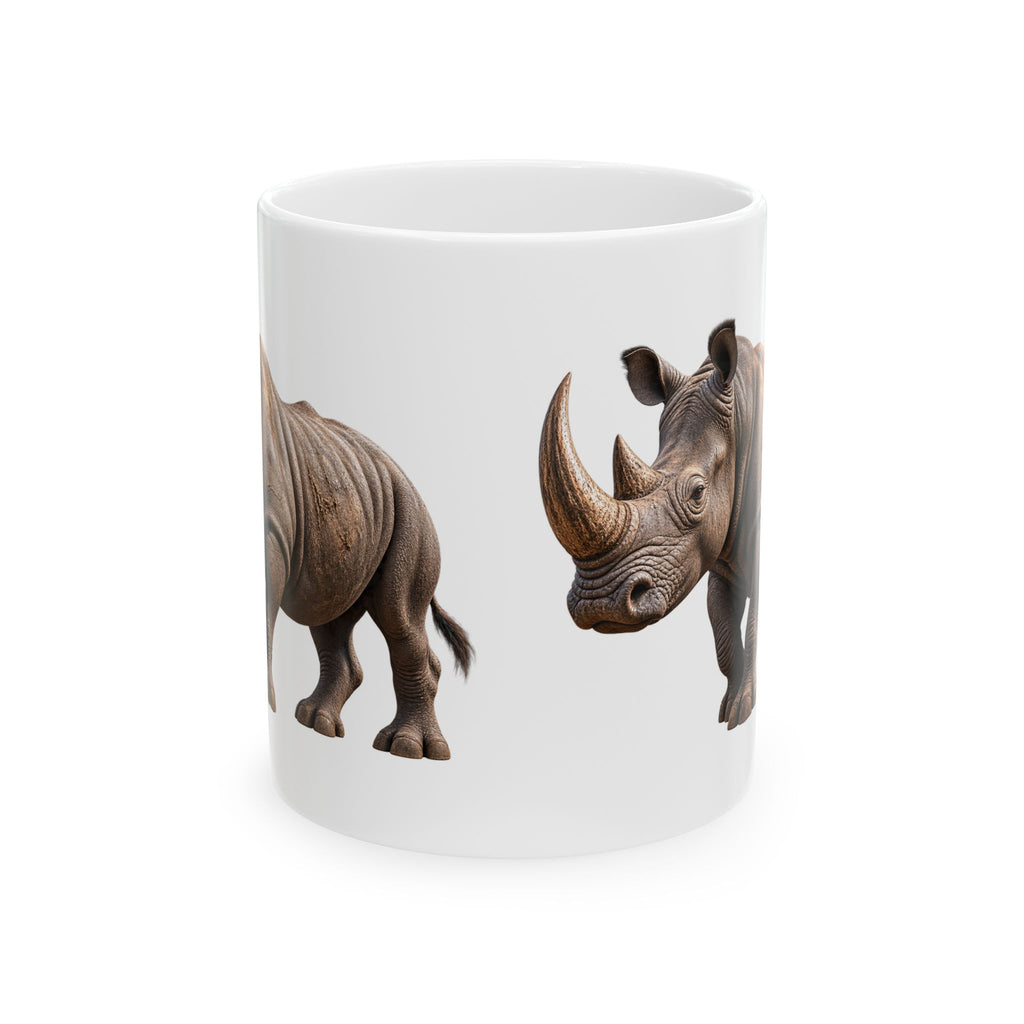 Rhino Ceramic Mug – Realistic Rhinoceros Animal Coffee Cup (11oz & 15oz)