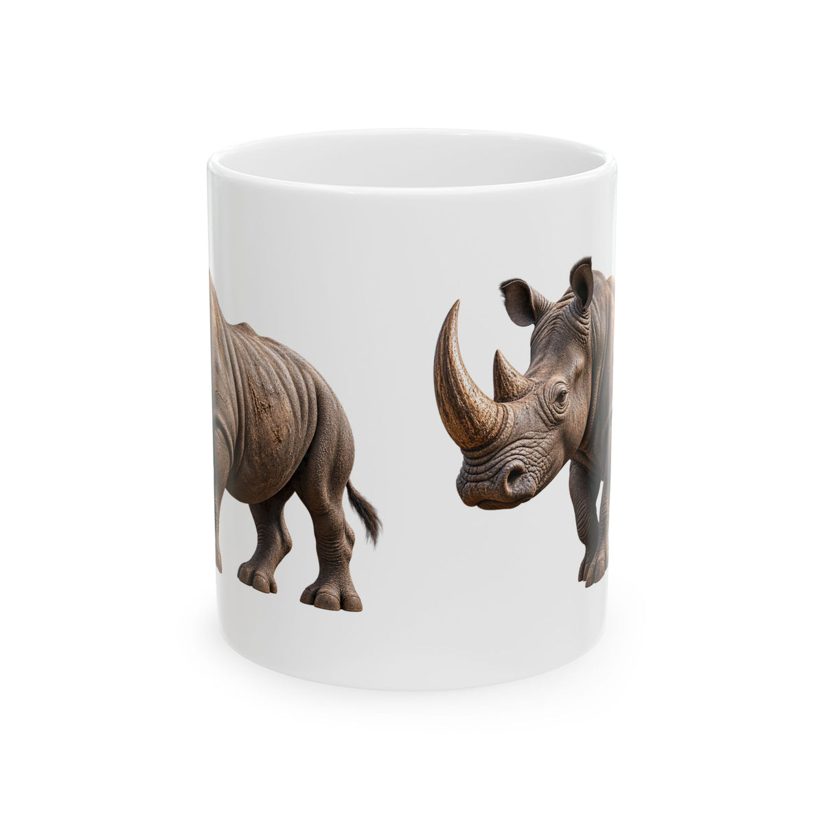 Rhino Ceramic Mug – Realistic Rhinoceros Animal Coffee Cup (11oz & 15oz)