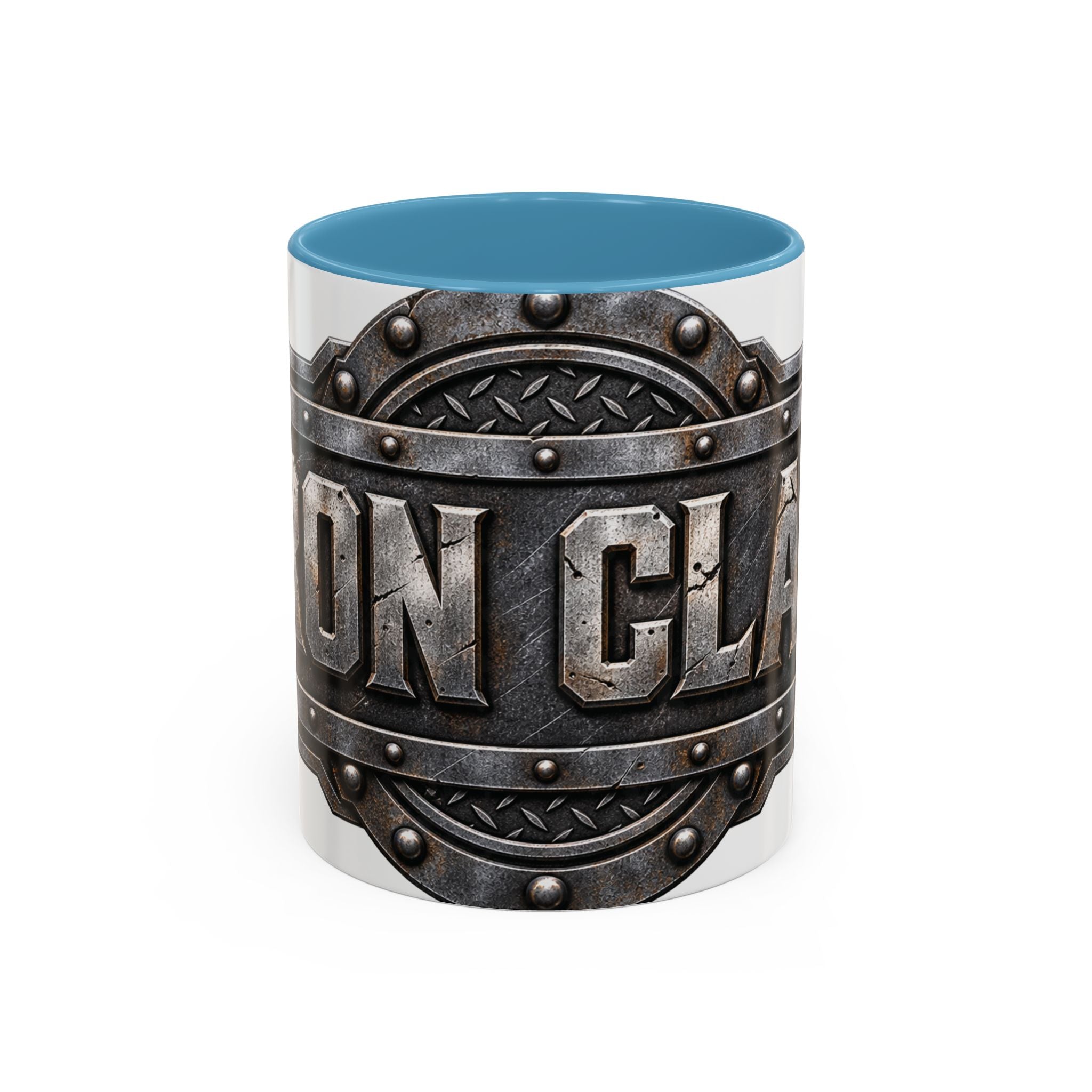 Metal Shield Coffee Mug — 'Iron Clad' Rustic Industrial Accent Mug