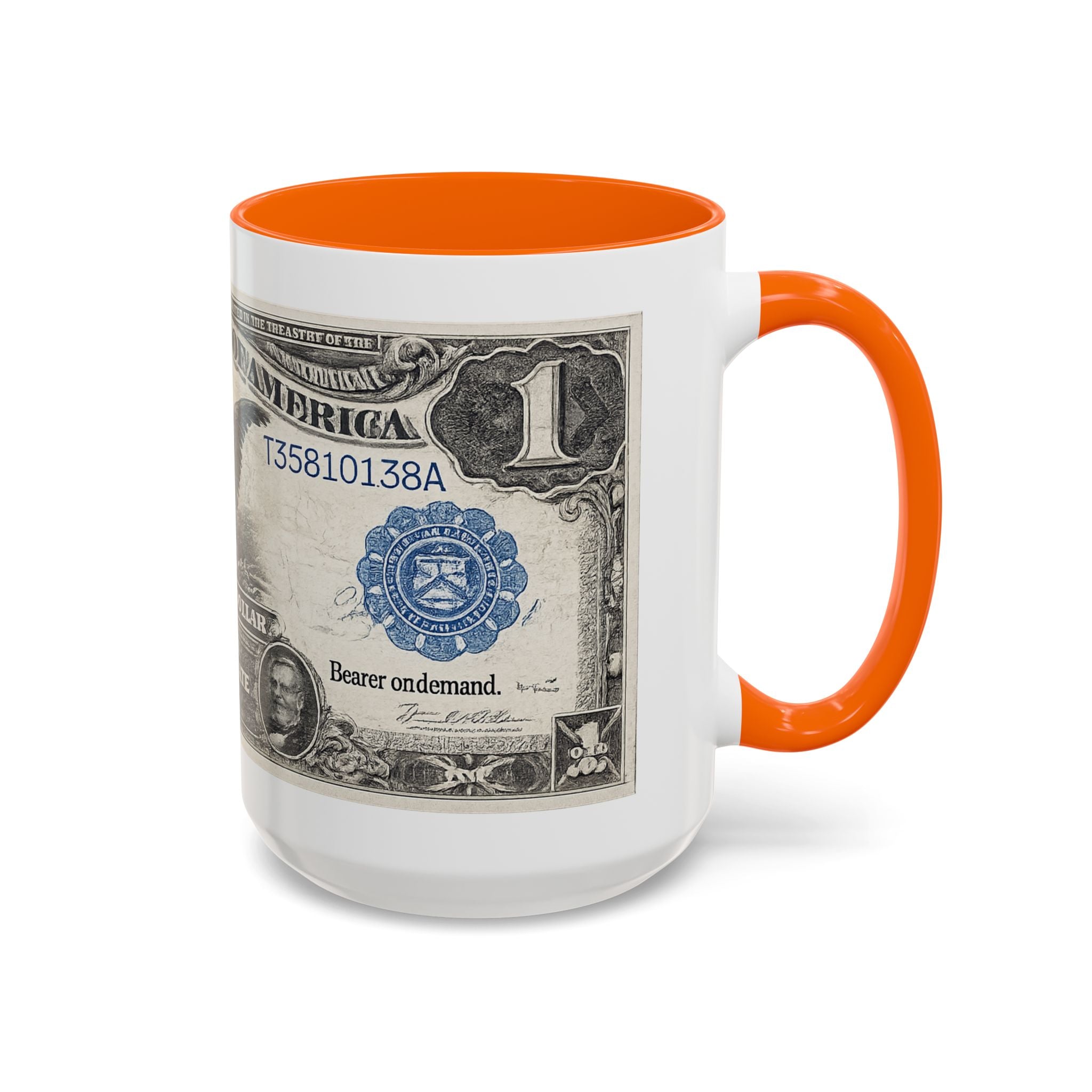 Dollar Bill Accent Coffee Mug — Vintage US Currency Design (11/15oz)