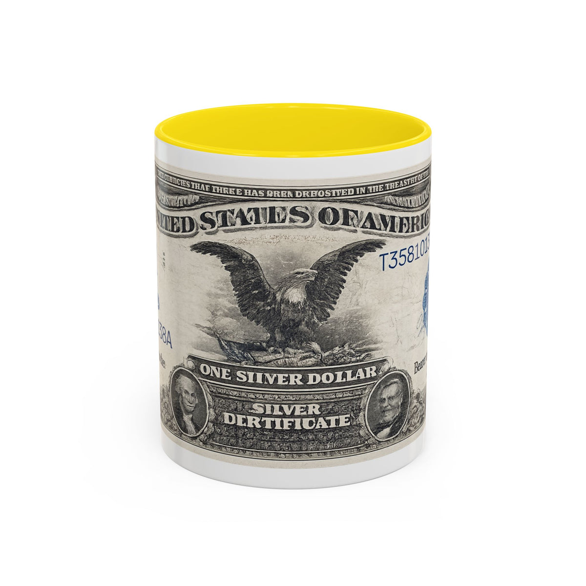 Dollar Bill Accent Coffee Mug — Vintage US Currency Design (11/15oz)