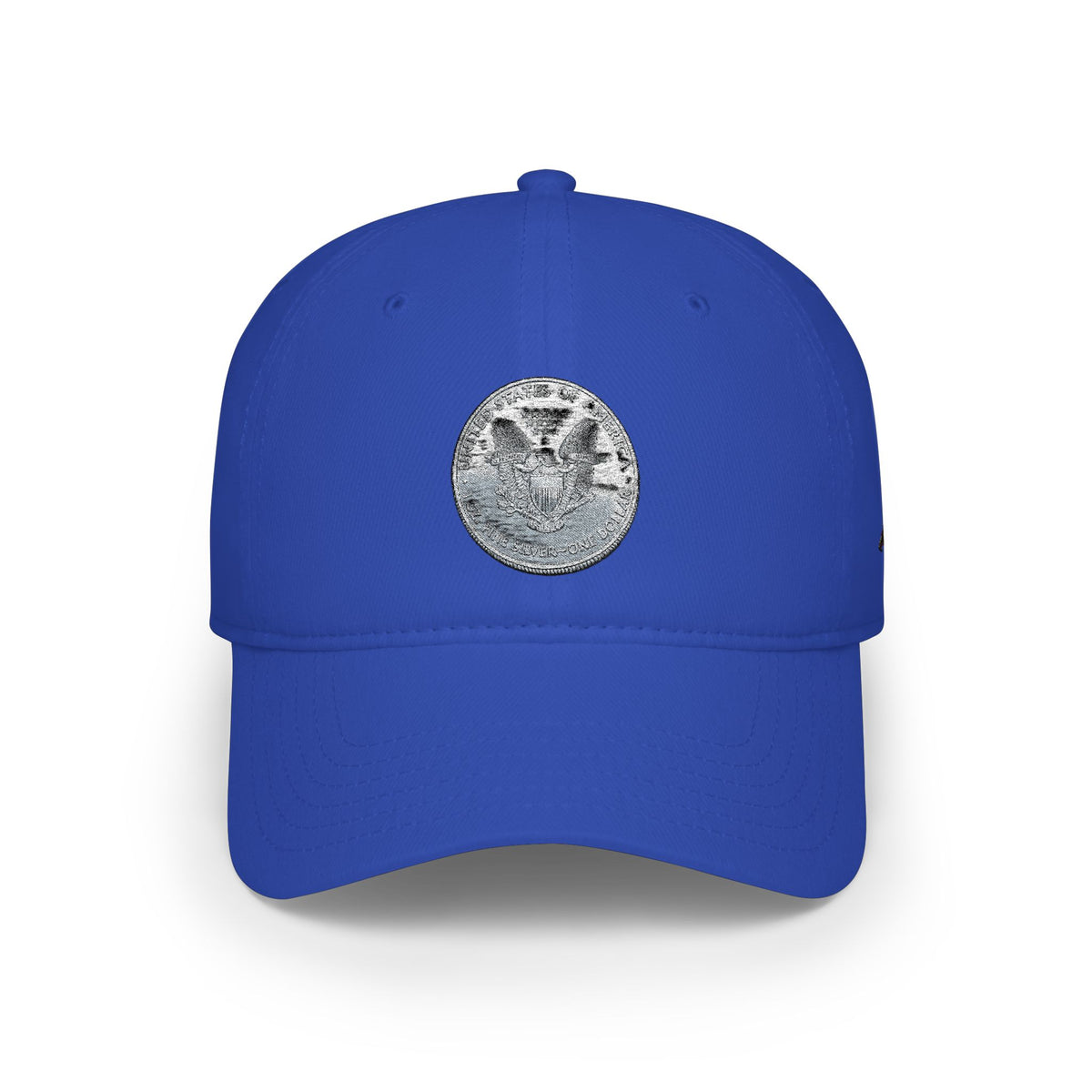 Low Profile Baseball Cap with Silver Coin Patch — Vintage Coin Dad Hat, Casual Streetwear Cap