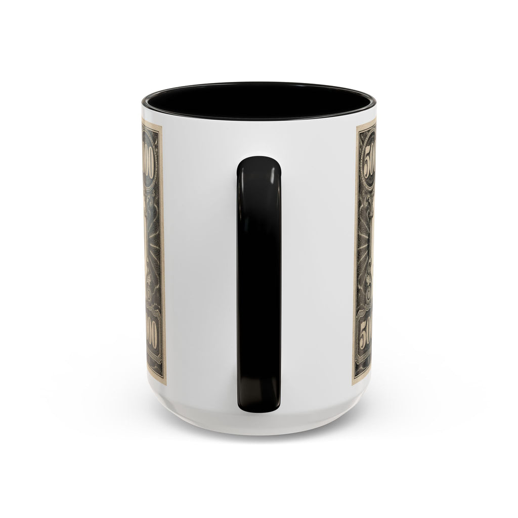 Money Print Coffee Mug — Vintage 1000 & 500 Note Accent Mug