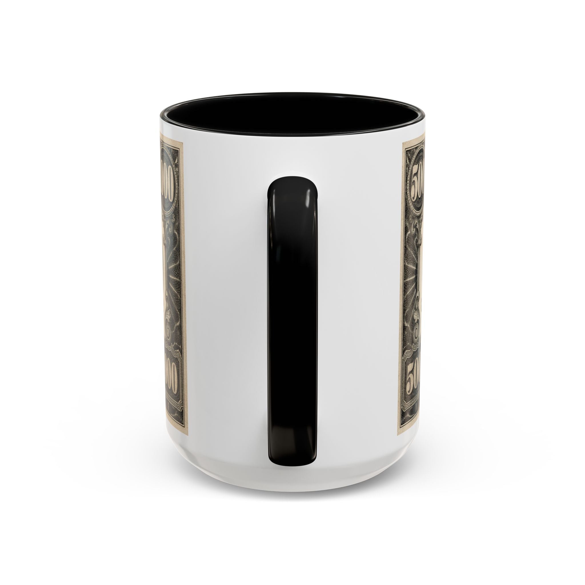 Money Print Coffee Mug — Vintage 1000 & 500 Note Accent Mug