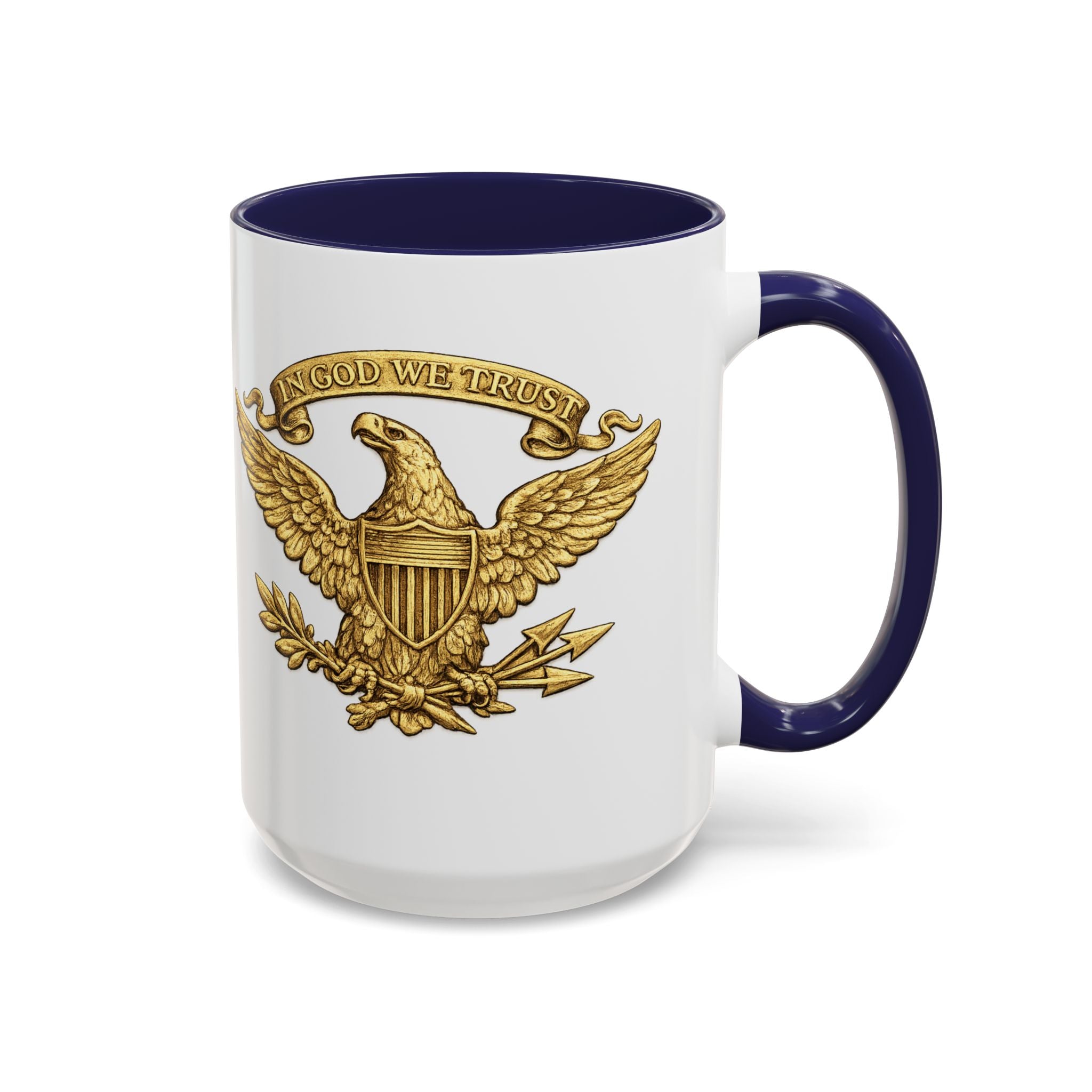 Gold Eagle 'In God We Trust' Accent Coffee Mug — Patriotic 11/15oz