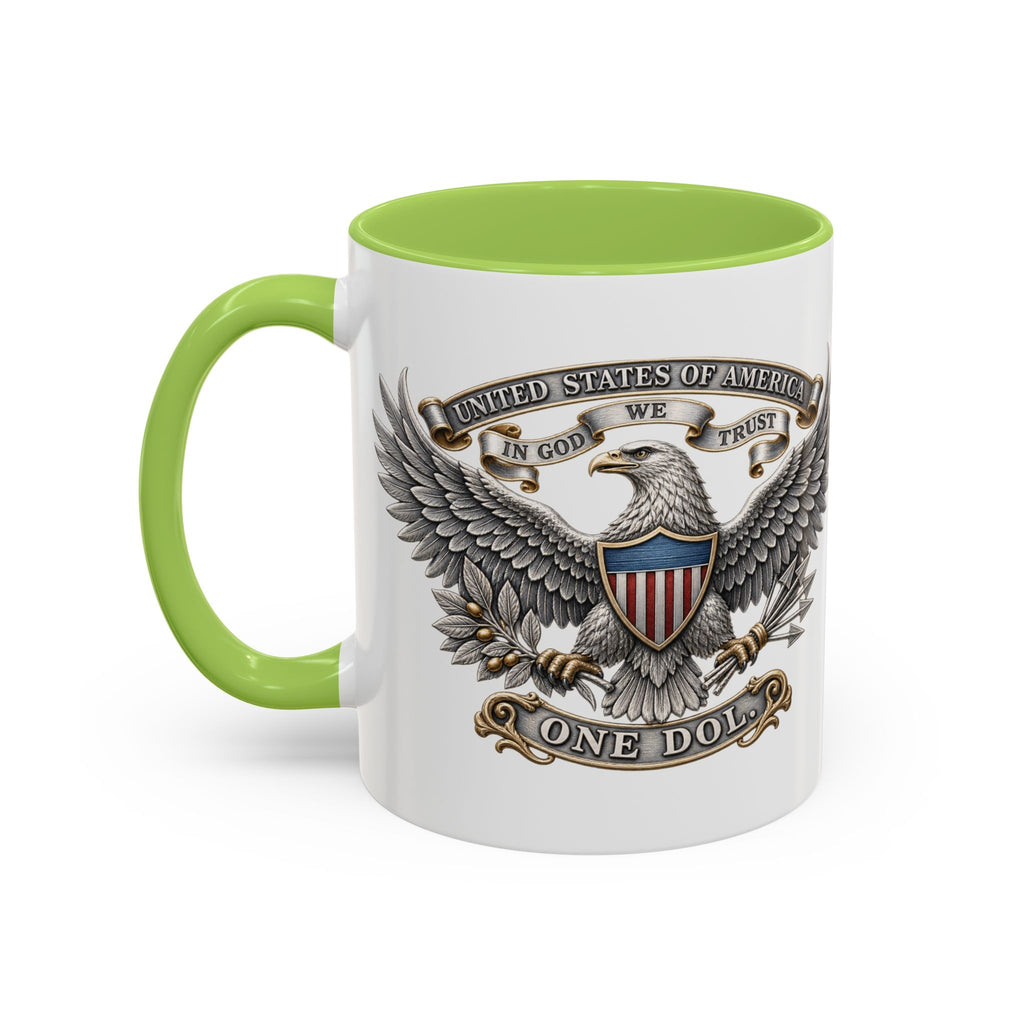 Eagle Shield Accent Coffee Mug — Patriotic "In God We Trust" Design