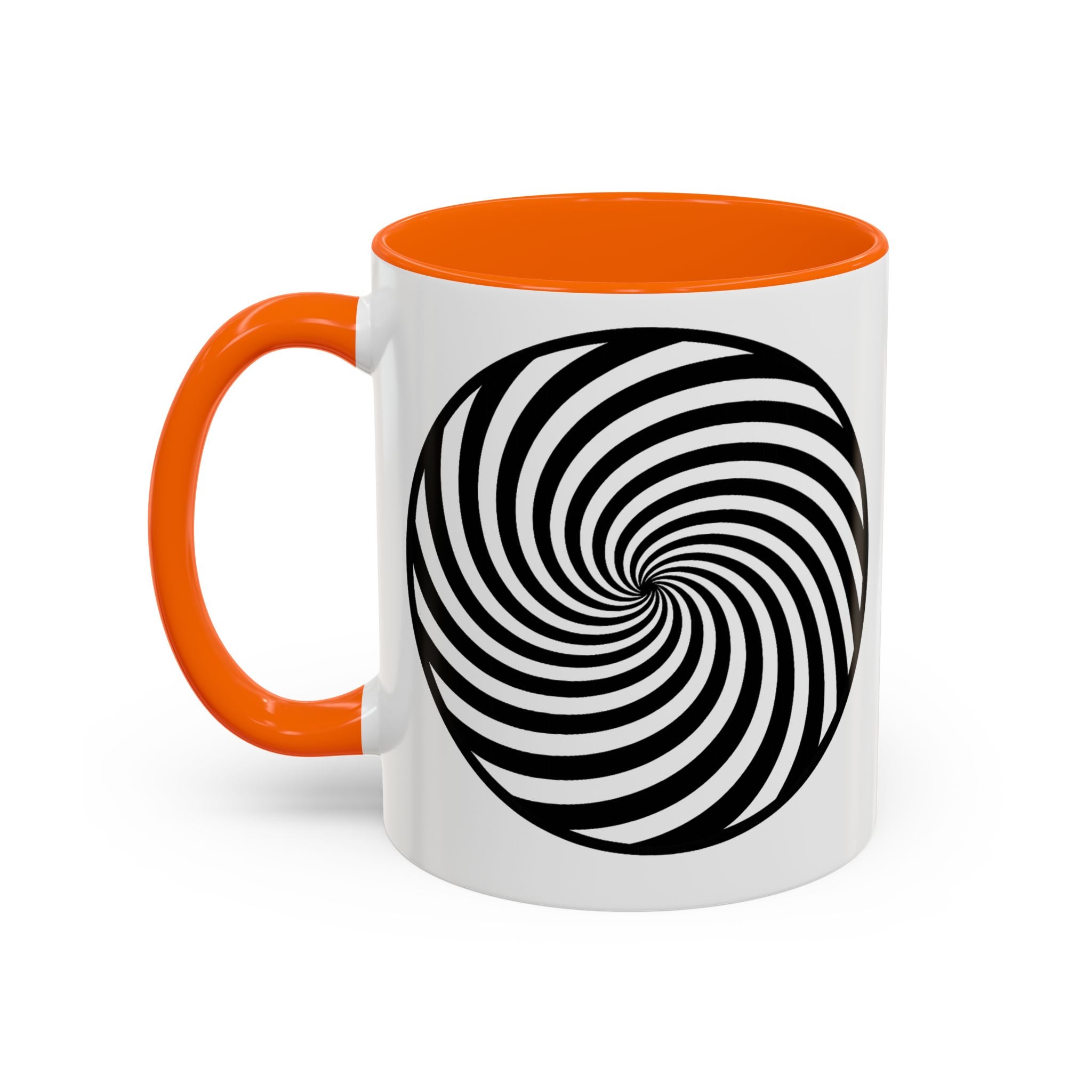 Hypnotic Swirl Accent Mug — Black & White Spiral Coffee Cup (11/15oz)