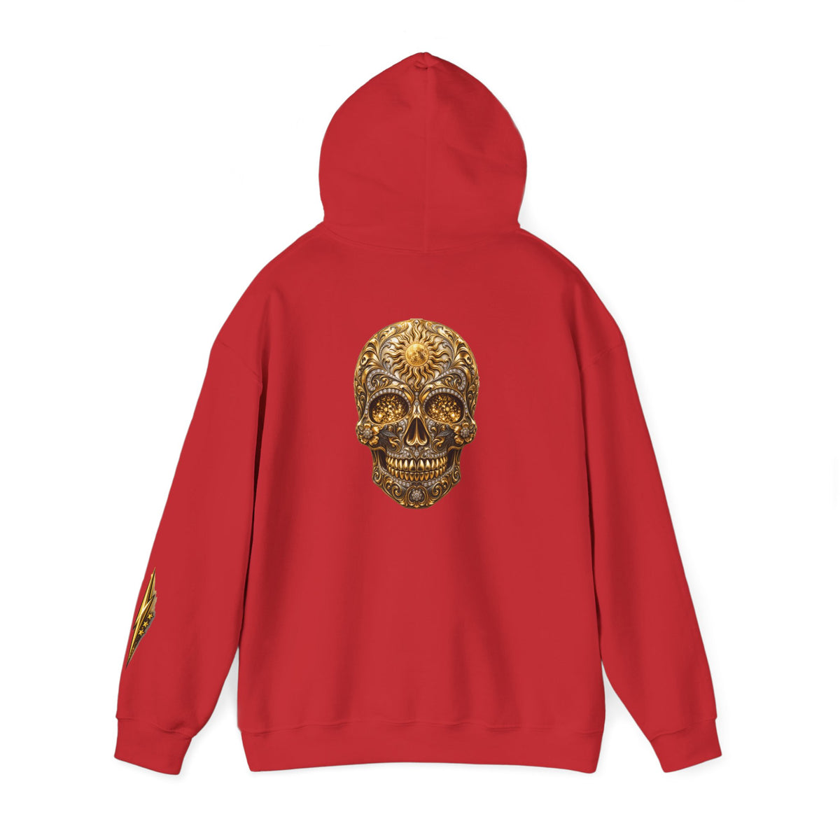 Gold Ornamental Skull Hoodie — Day of the Dead Sugar Skull Pullover