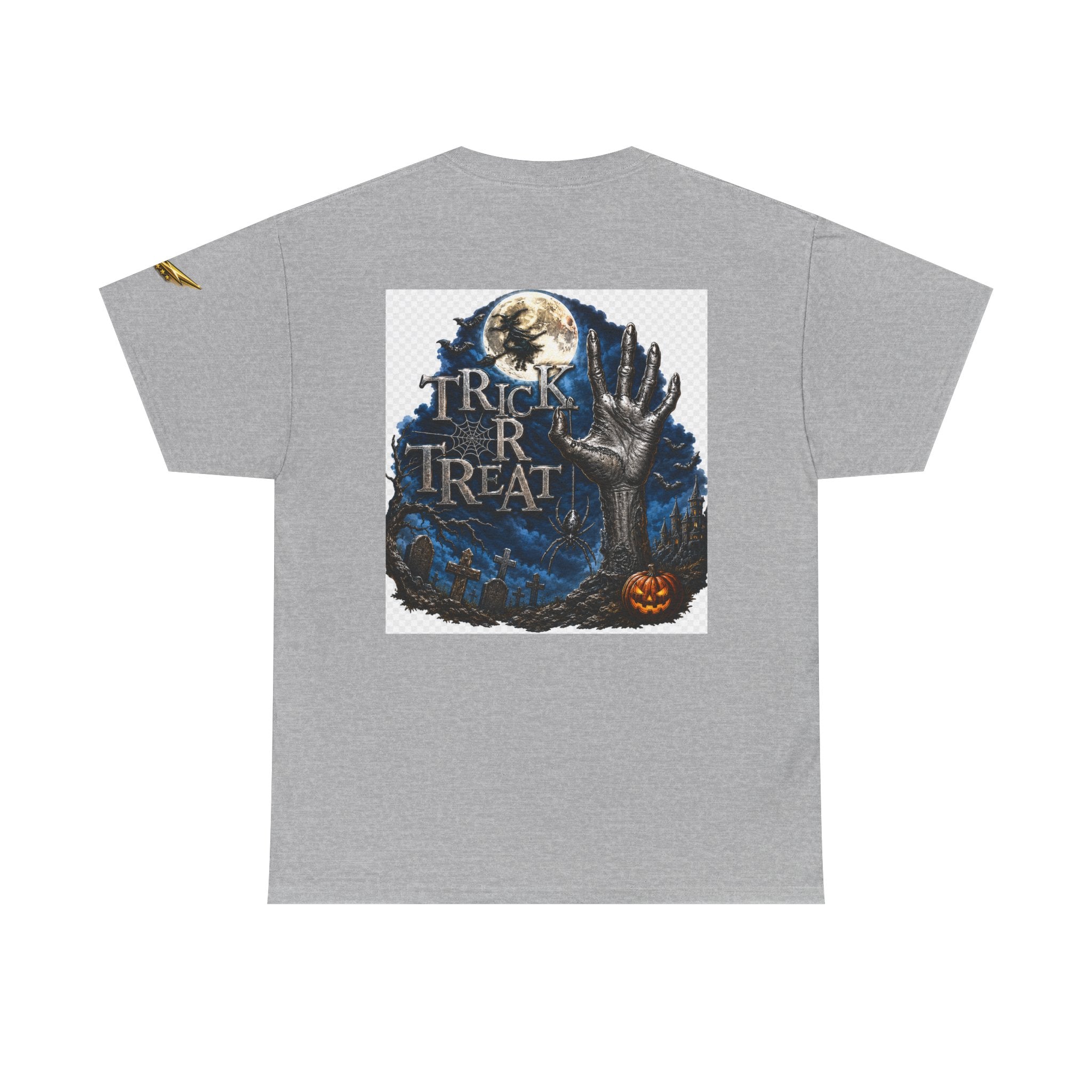 Trick R Treat Halloween Tee — Spooky Graveyard Moon Graphic T-Shirt