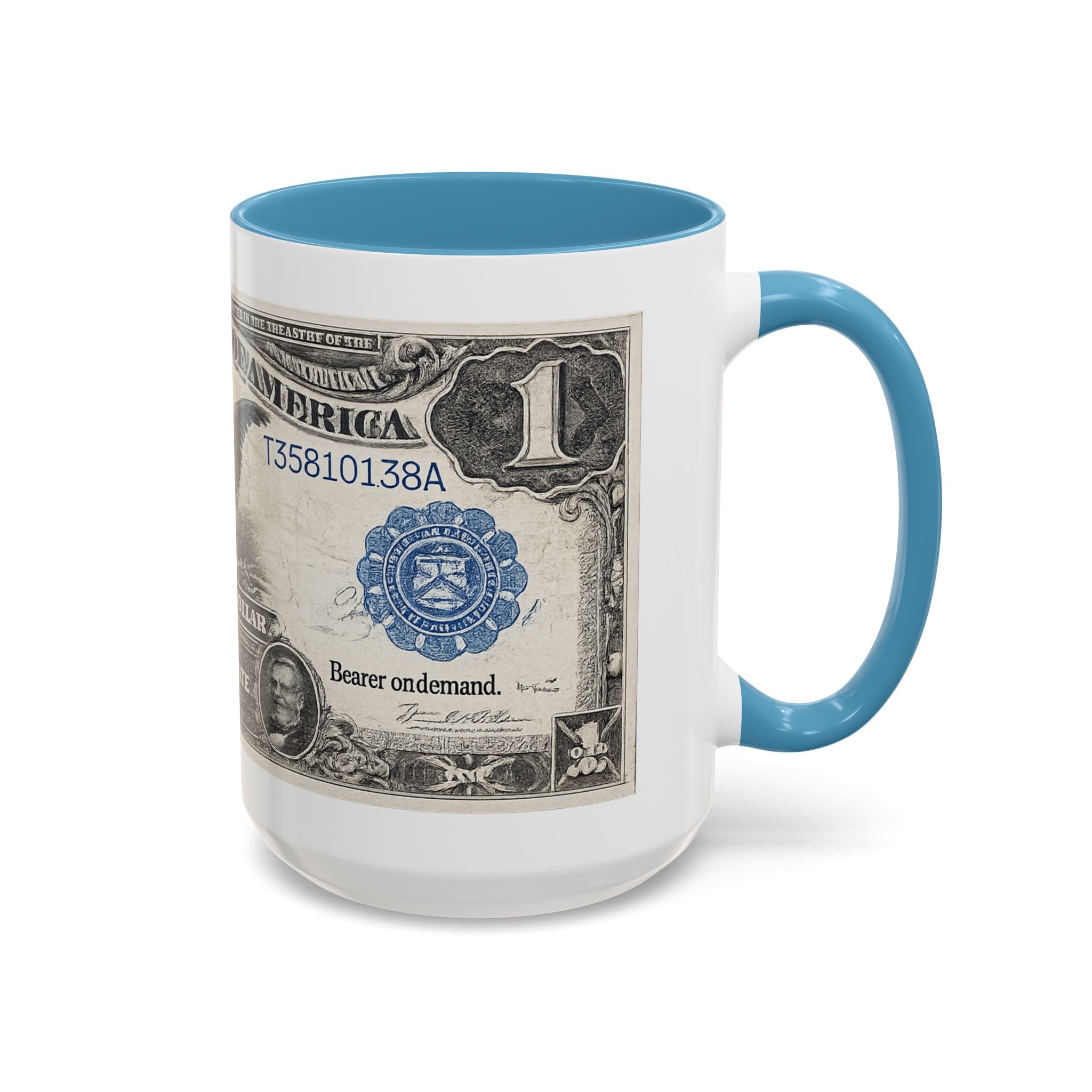 Dollar Bill Accent Coffee Mug — Vintage US Currency Design (11/15oz)