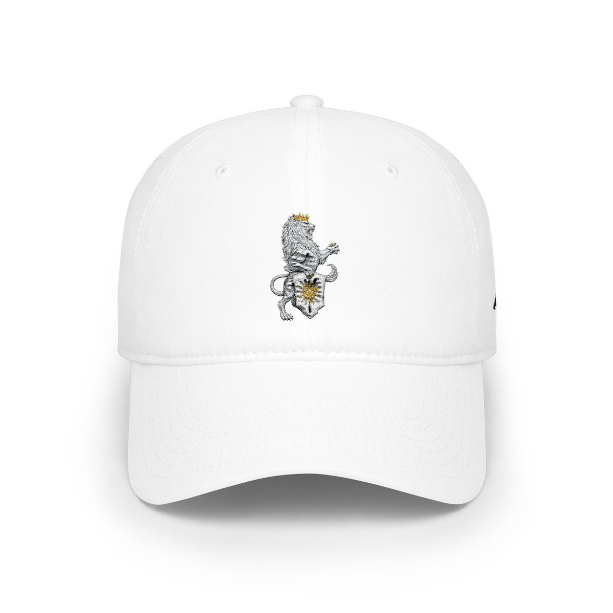 Low-Profile Cap with Embroidered Lion Crest