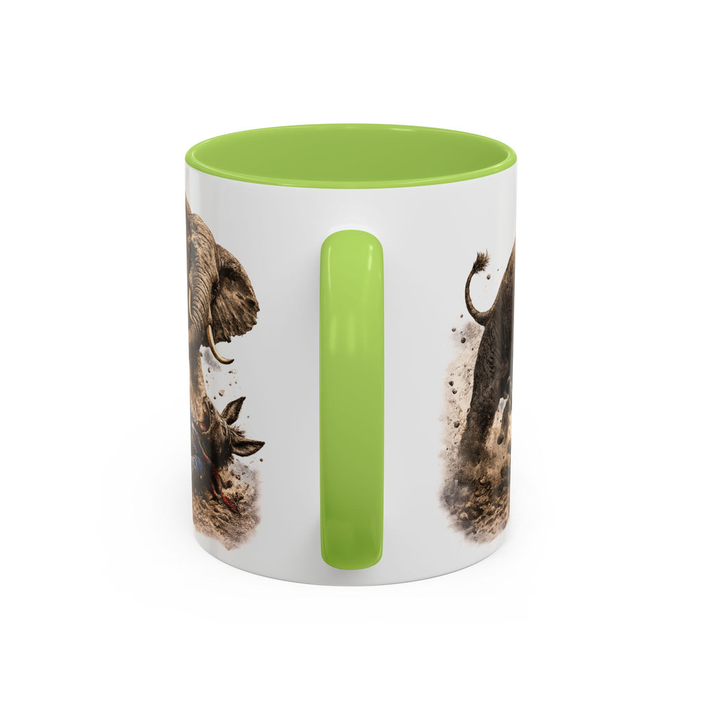 Elephant Charge Accent Coffee Mug — Dramatic Wildlife Illustration (11/15oz)