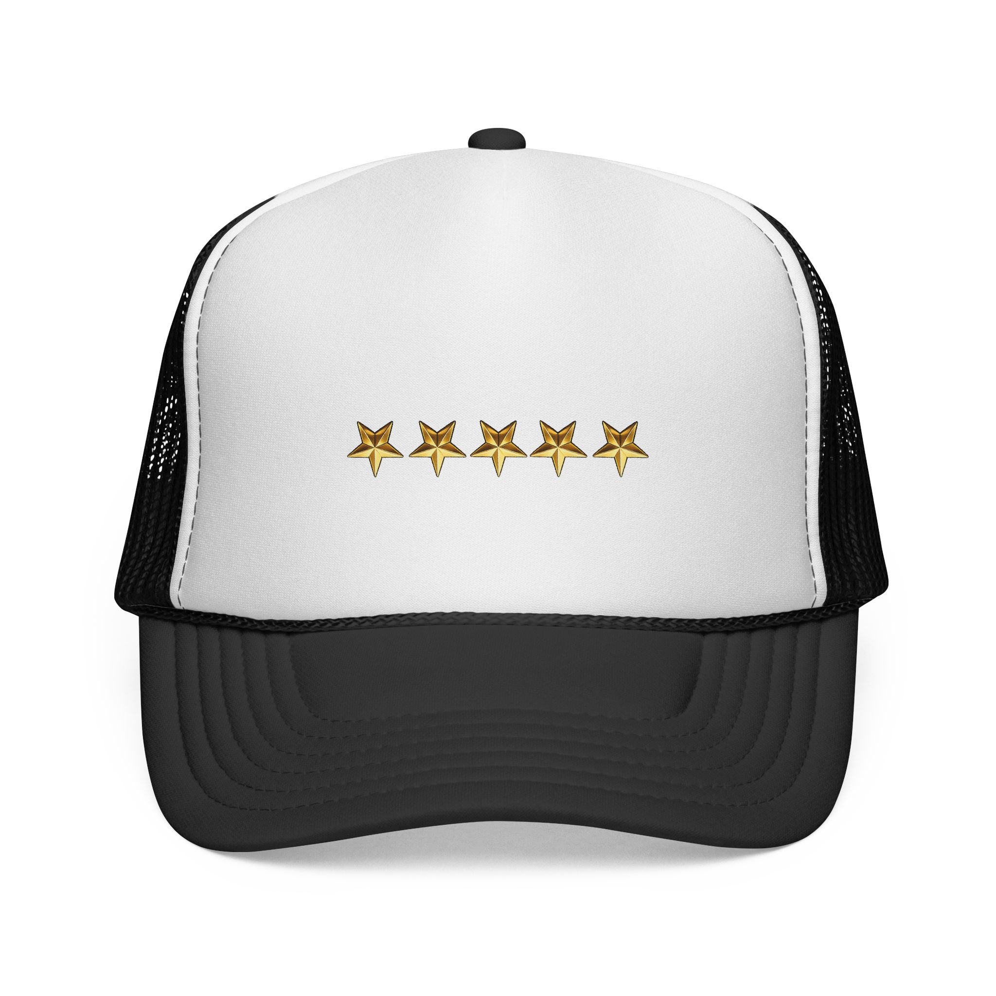 Five Gold Stars Trucker Cap — Embroidered Rating Hat