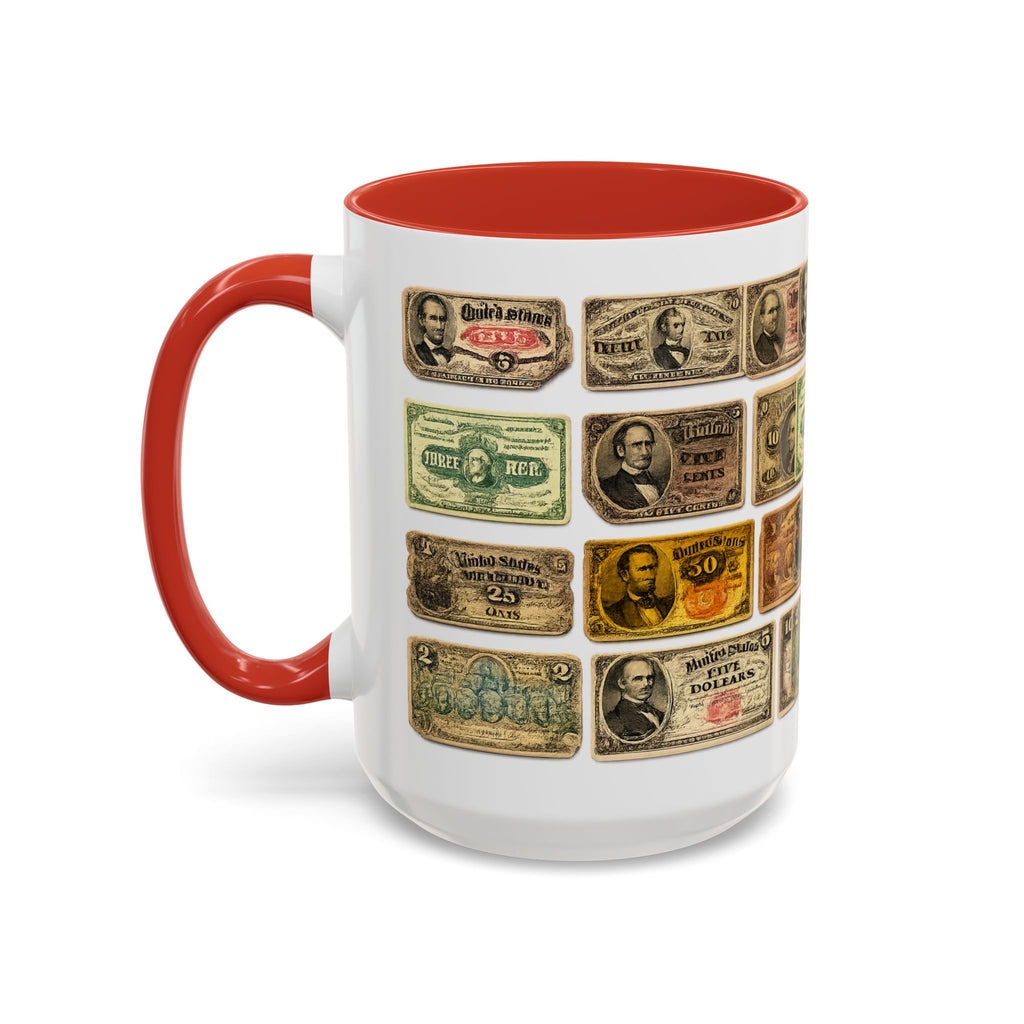 Vintage US Fractional Currency Coffee Mug – Retro Banknote Accent Mug (11/15 oz)