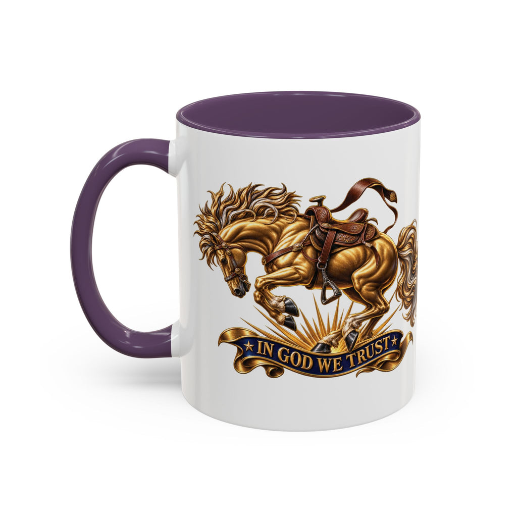 In God We Trust Golden Horse Accent Coffee Mug