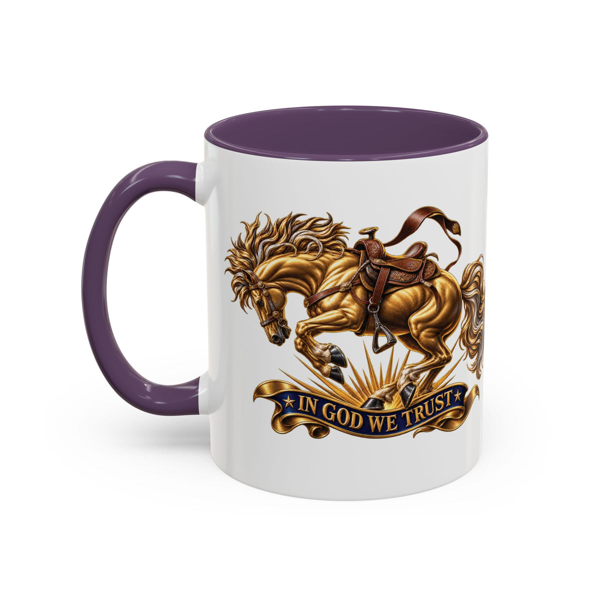 In God We Trust Golden Horse Accent Coffee Mug