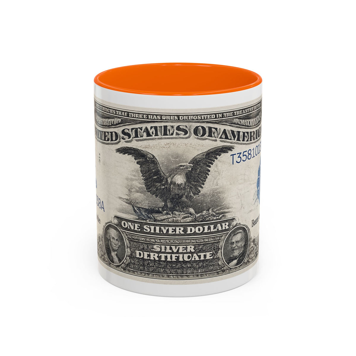 Dollar Bill Accent Coffee Mug — Vintage US Currency Design (11/15oz)