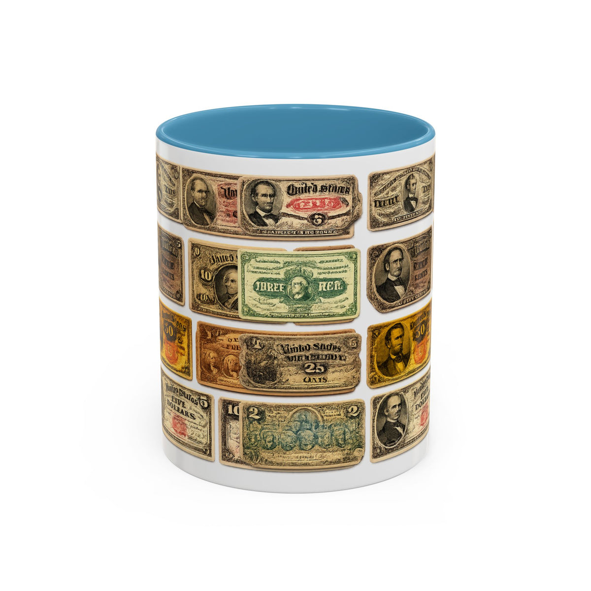 Vintage US Fractional Currency Coffee Mug – Retro Banknote Accent Mug (11/15 oz)