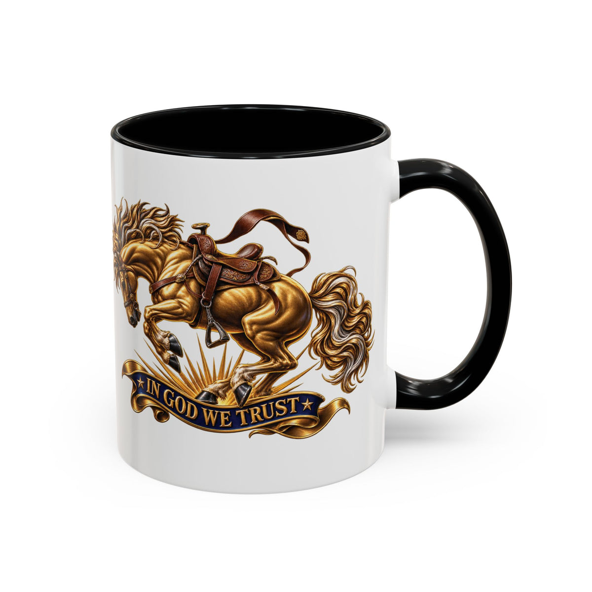 In God We Trust Golden Horse Accent Coffee Mug