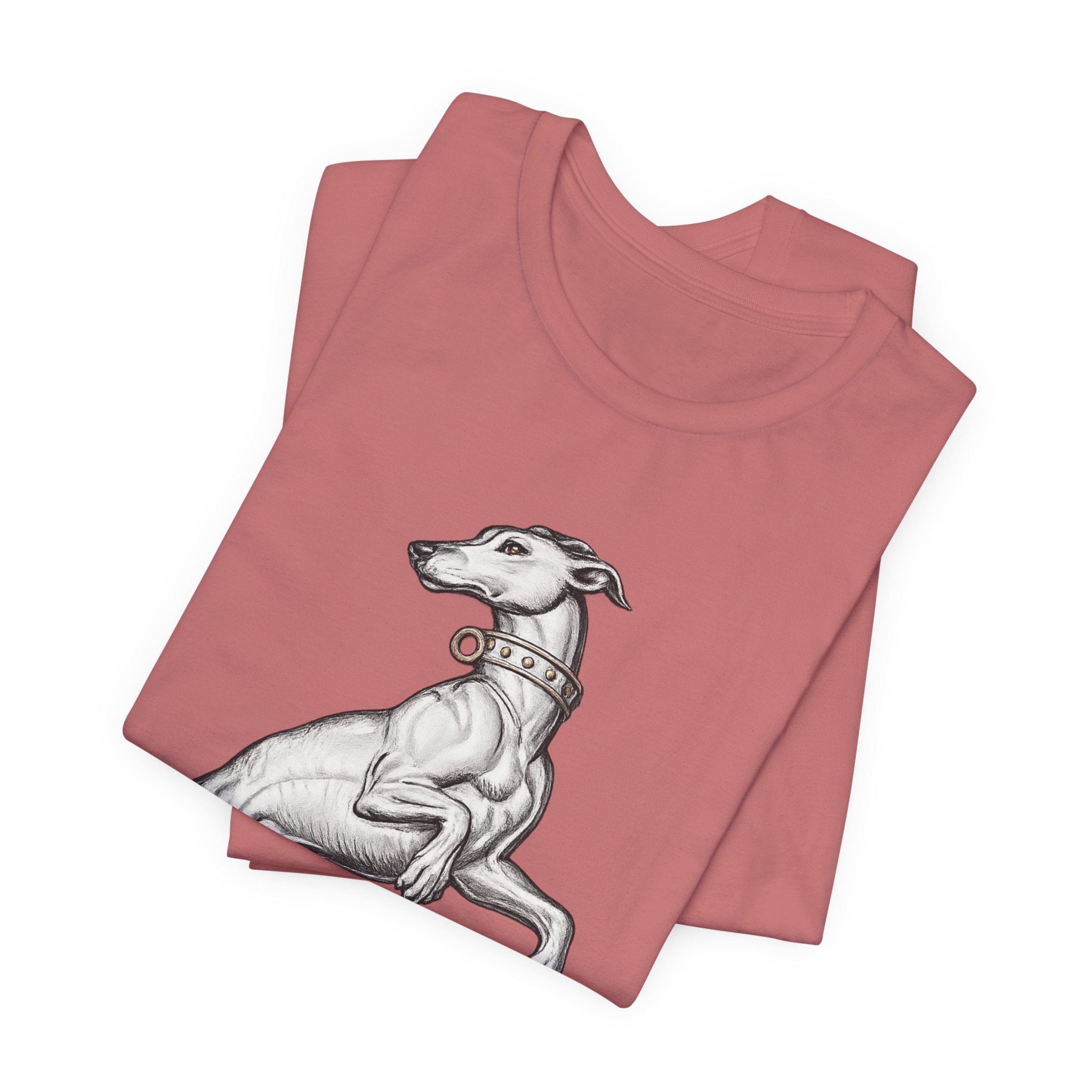 Greyhound Illustration T‑Shirt — Elegant Whippet Dog Art Tee
