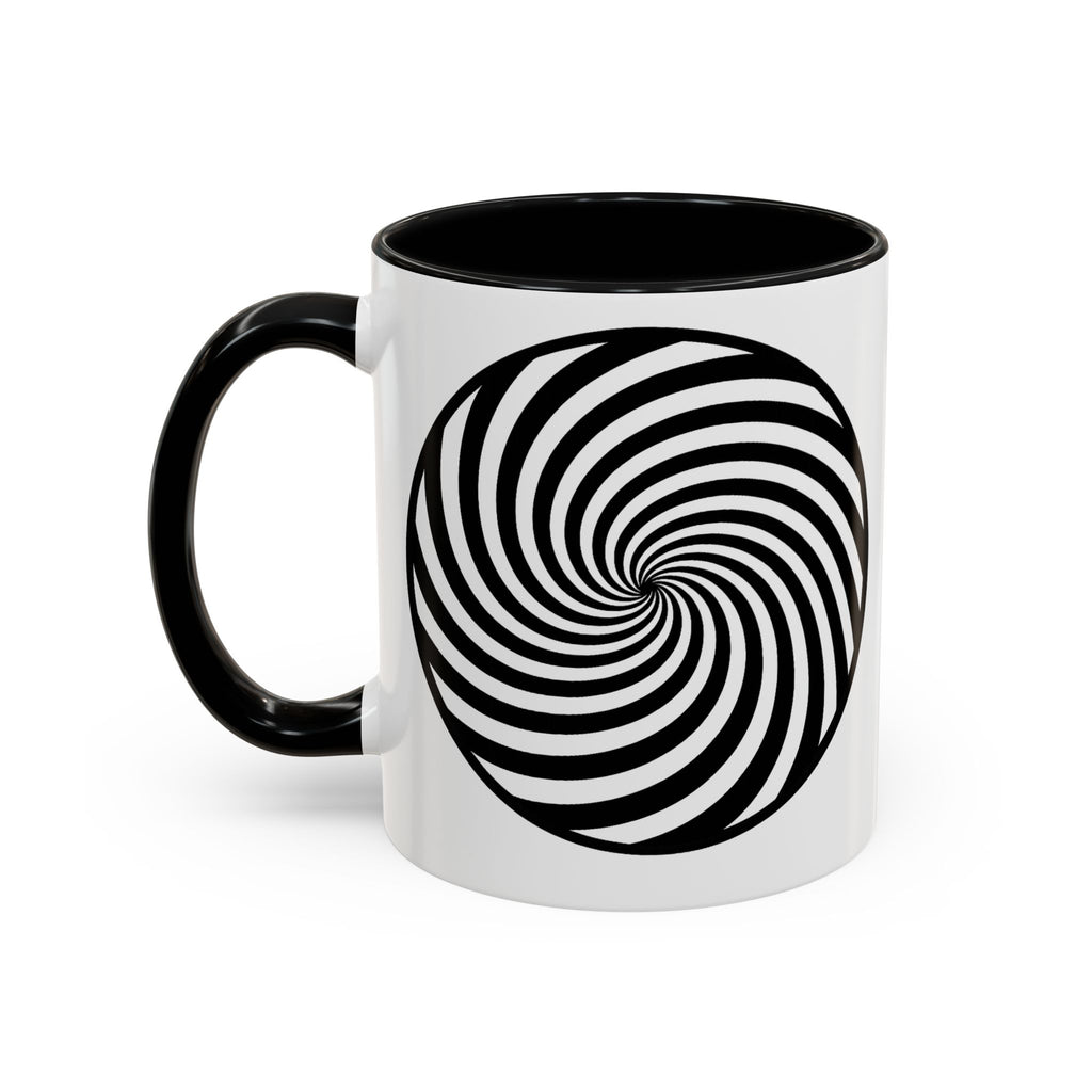 Hypnotic Swirl Accent Mug — Black & White Spiral Coffee Cup (11/15oz)