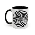 Hypnotic Swirl Accent Mug — Black & White Spiral Coffee Cup (11/15oz)