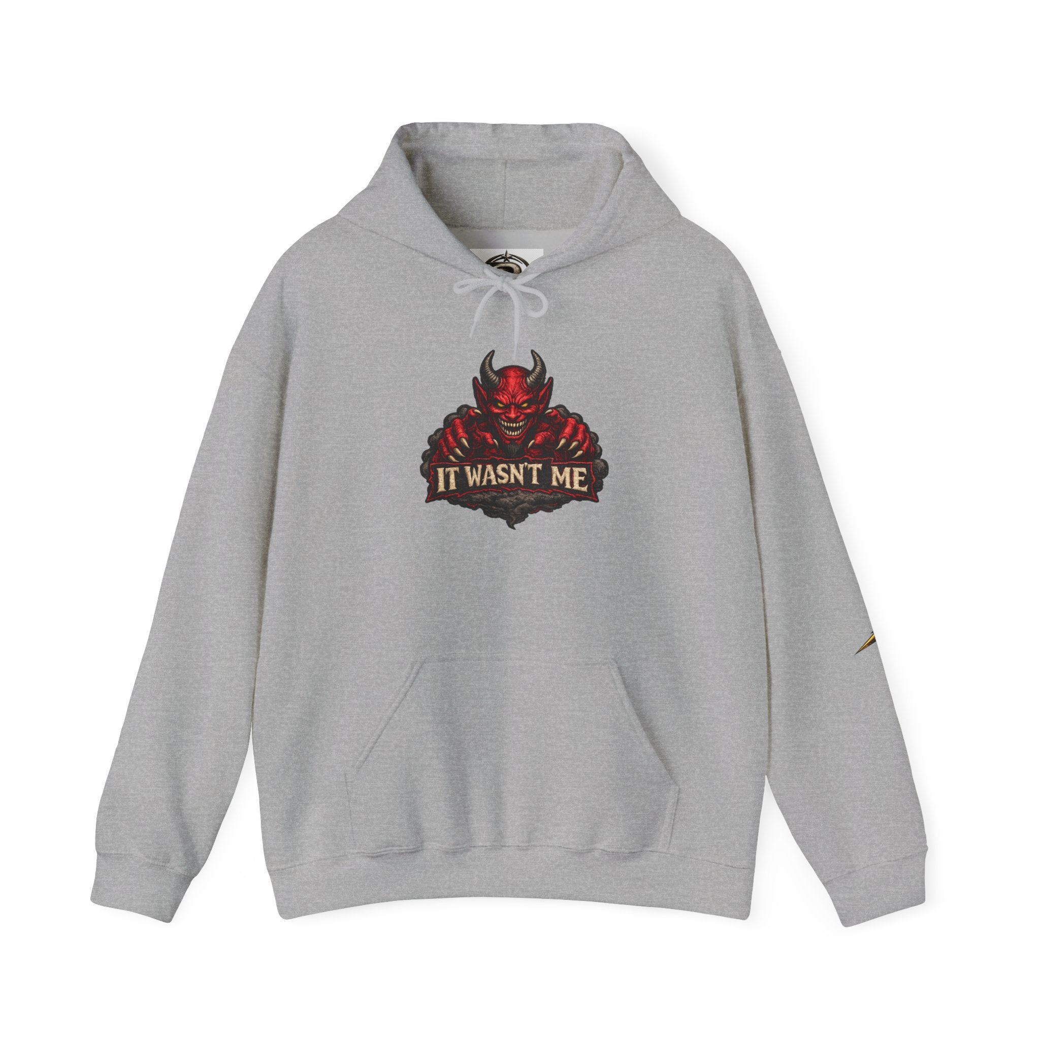 Devil Graphic Hoodie — "It Wasn't Me" Funny Devil Pullover