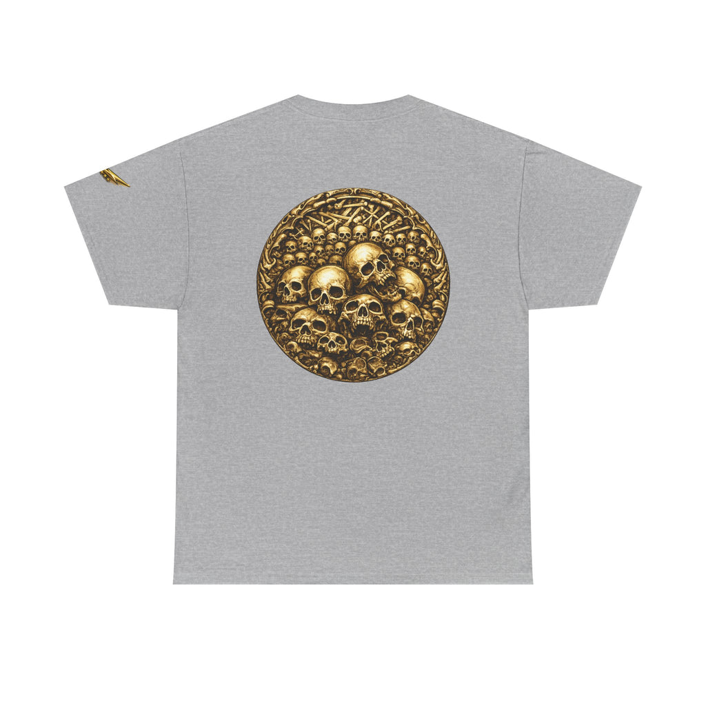 Skull Pile Graphic Tee — Vintage Gold Skull Circle Back Print