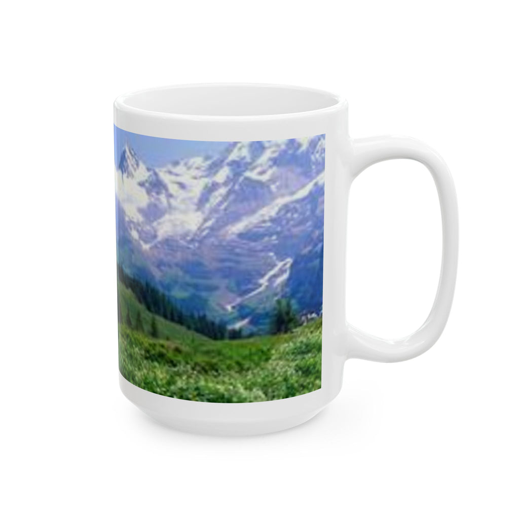 Scenic Mountain Landscape Ceramic Mug – Nature Coffee Cup (11oz, 15oz)