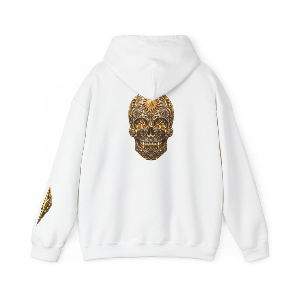 Gold Ornamental Skull Hoodie — Day of the Dead Sugar Skull Pullover