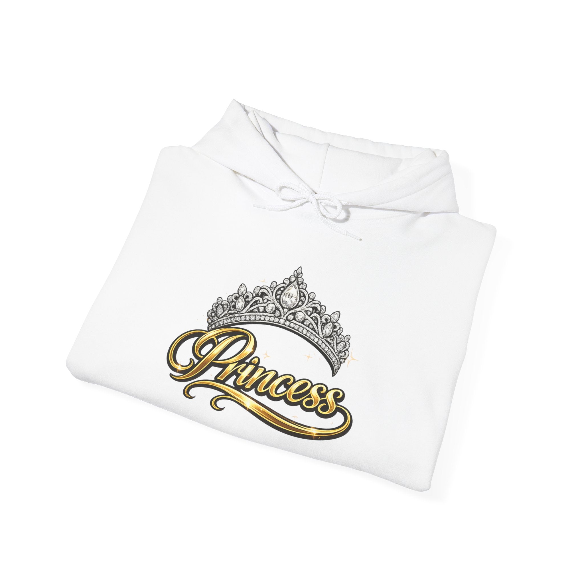Princess Tiara Hoodie — Gold Script Crown Sweatshirt