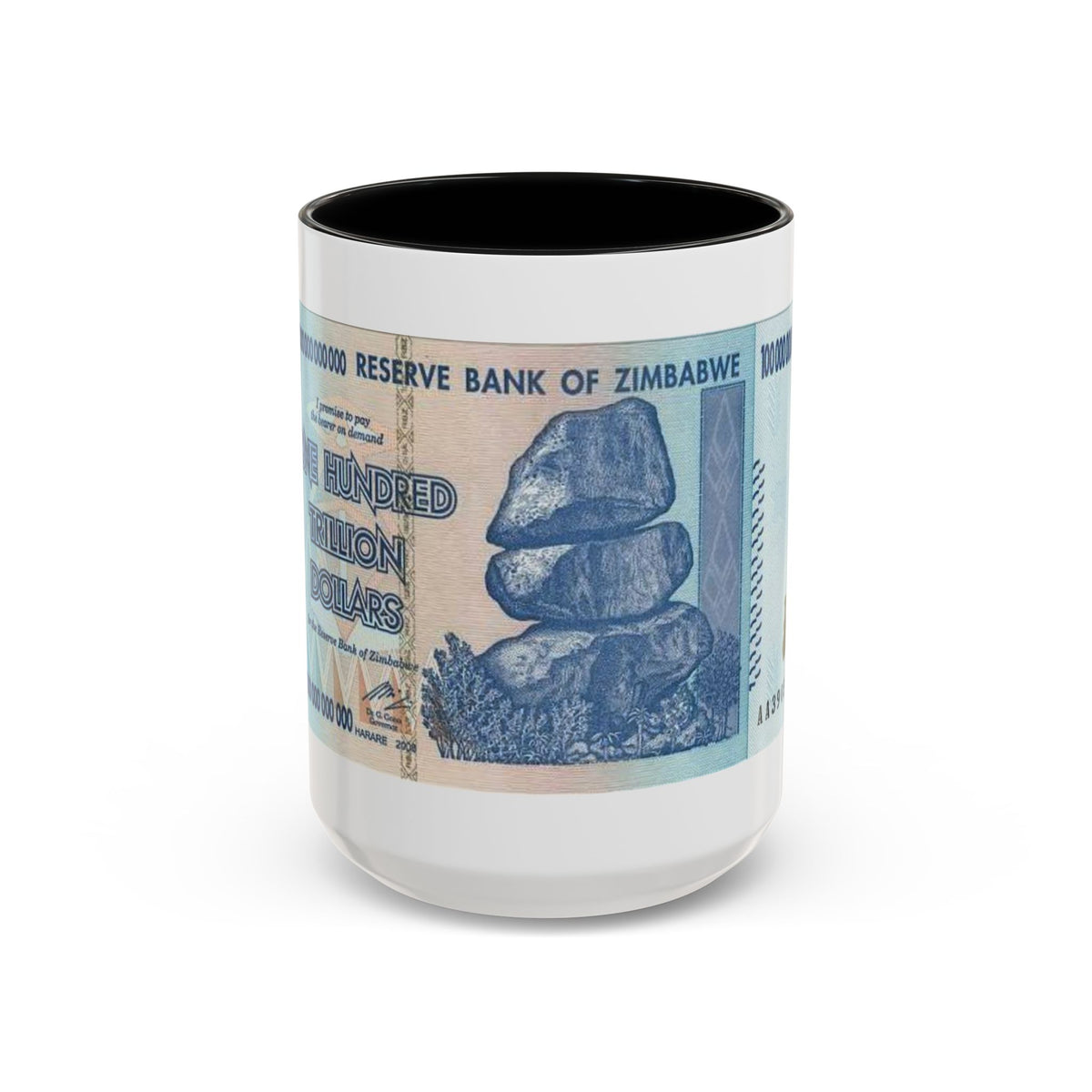 Zimbabwe Trillion Dollar Note Coffee Mug — Vintage Currency Accent Mug (11/15oz)