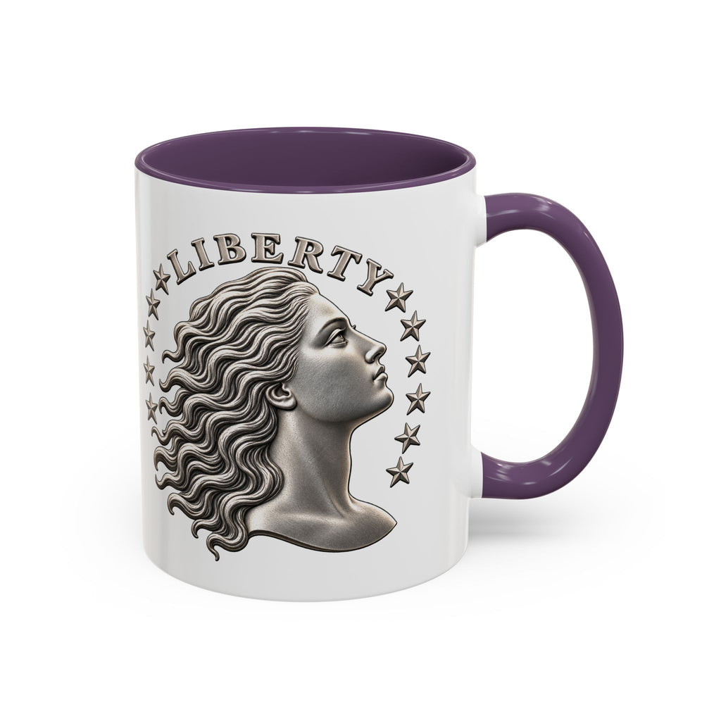 Liberty Coin Accent Coffee Mug — Vintage Lady Head Design (11/15 oz)