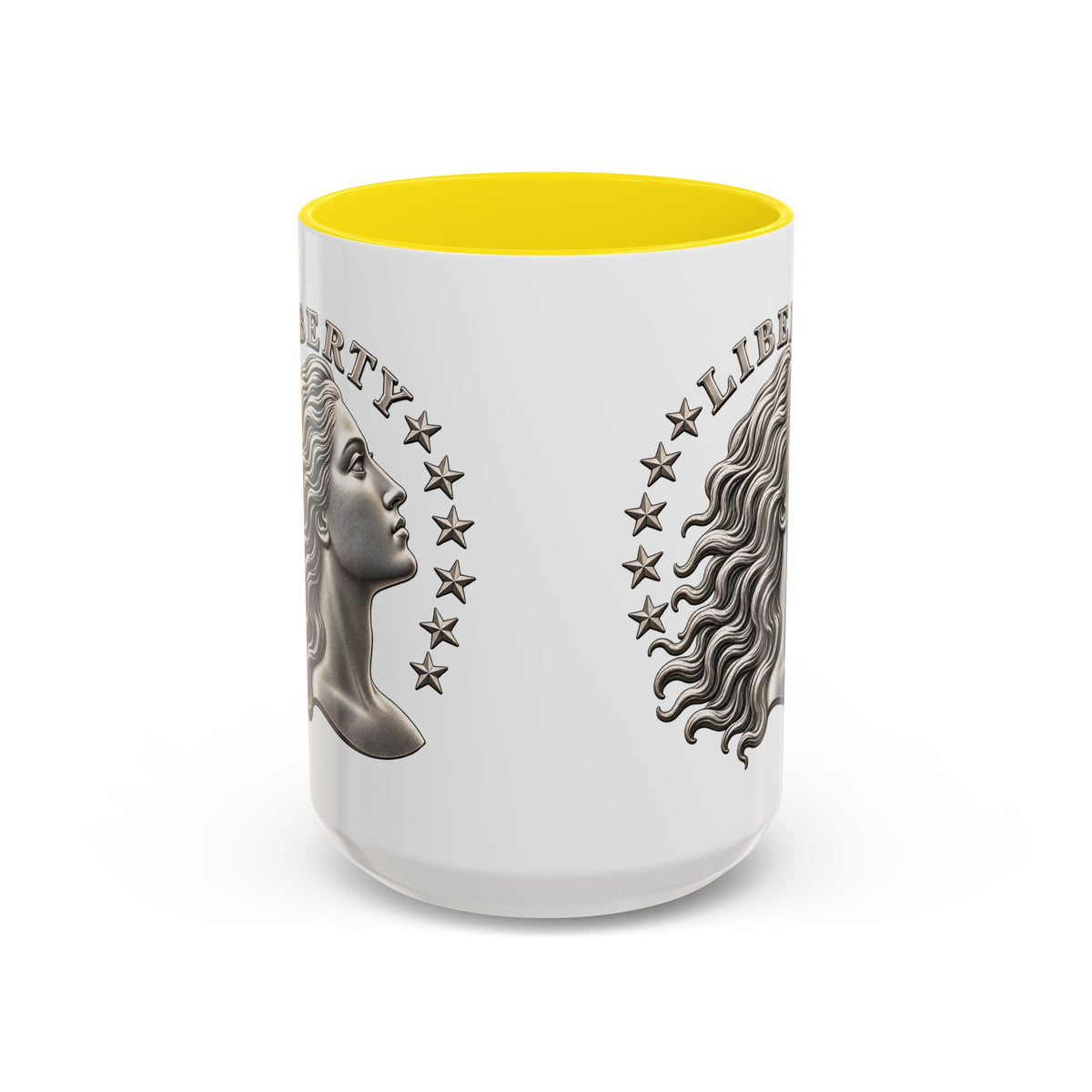 Liberty Coin Accent Coffee Mug — Vintage Lady Head Design (11/15 oz)